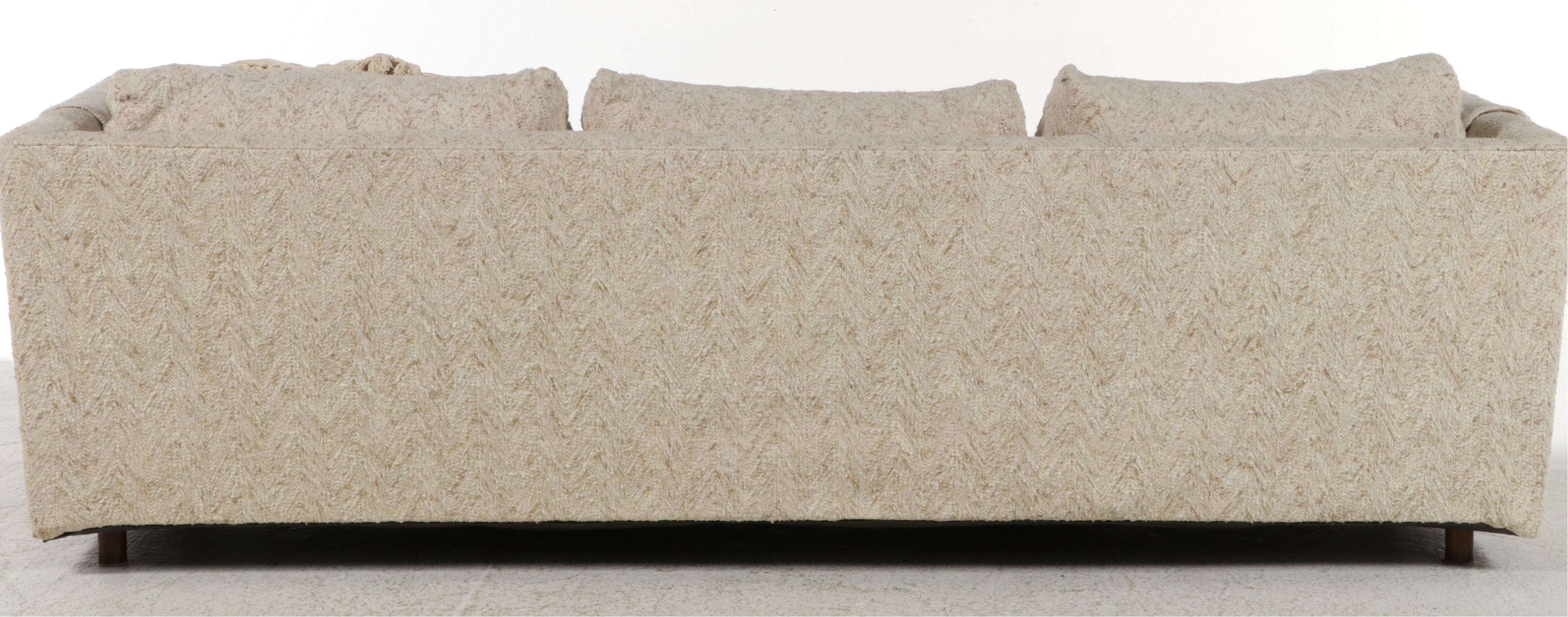 Stratford Designs Herringbone Chenille Upholstered Three-Seat Sofa, Late 20th C.