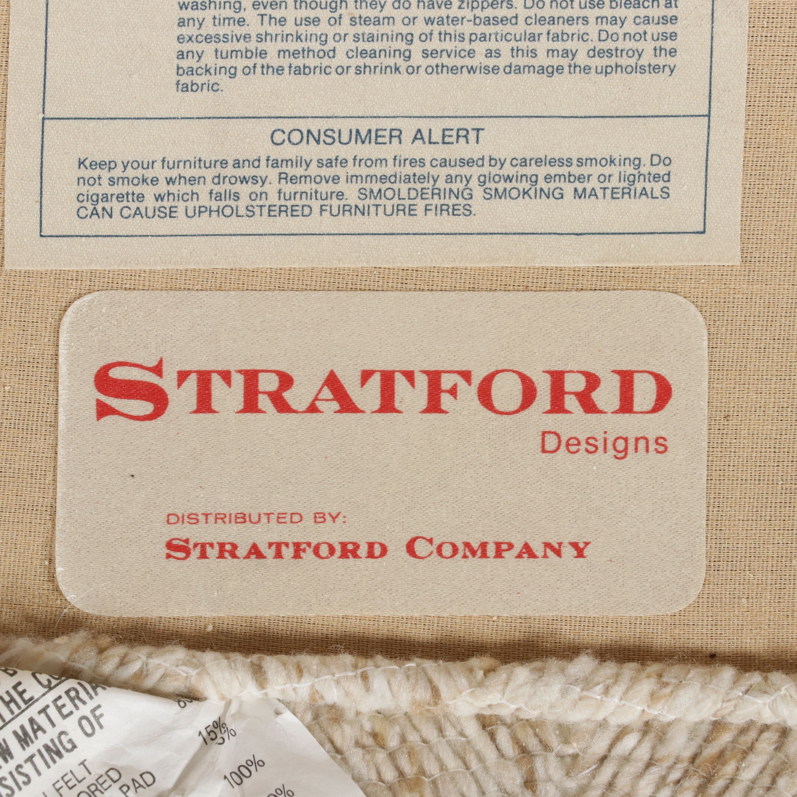 Stratford Designs Herringbone Chenille Upholstered Three-Seat Sofa, Late 20th C.