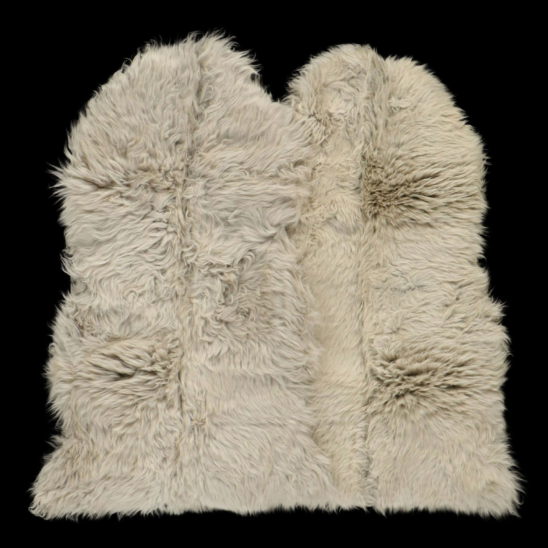 Pair of Grey Sheepskin Accent Rugs