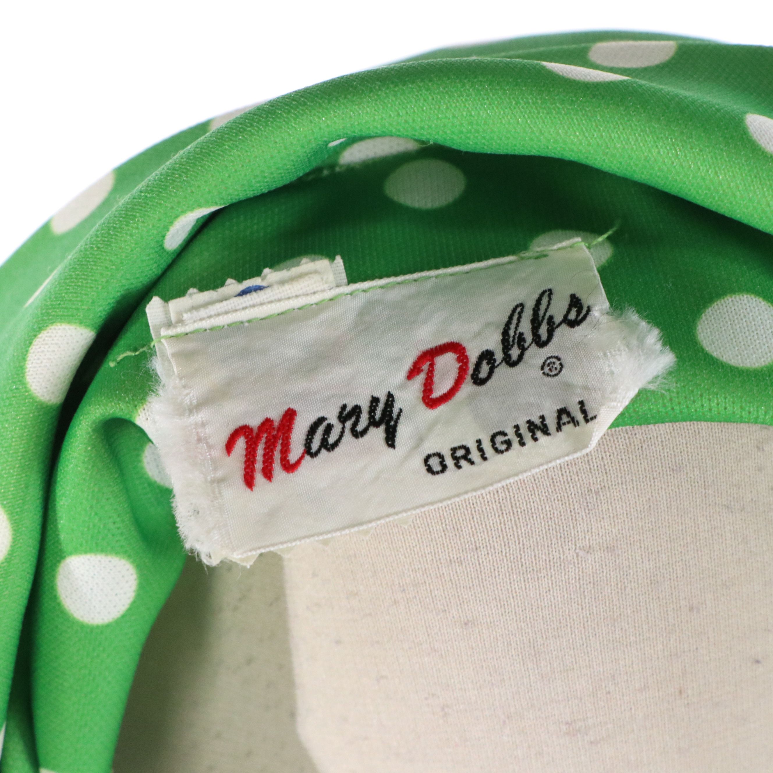 Mary Dobbs Vintage Green & White Polka Dot Maxi Shirt Dress