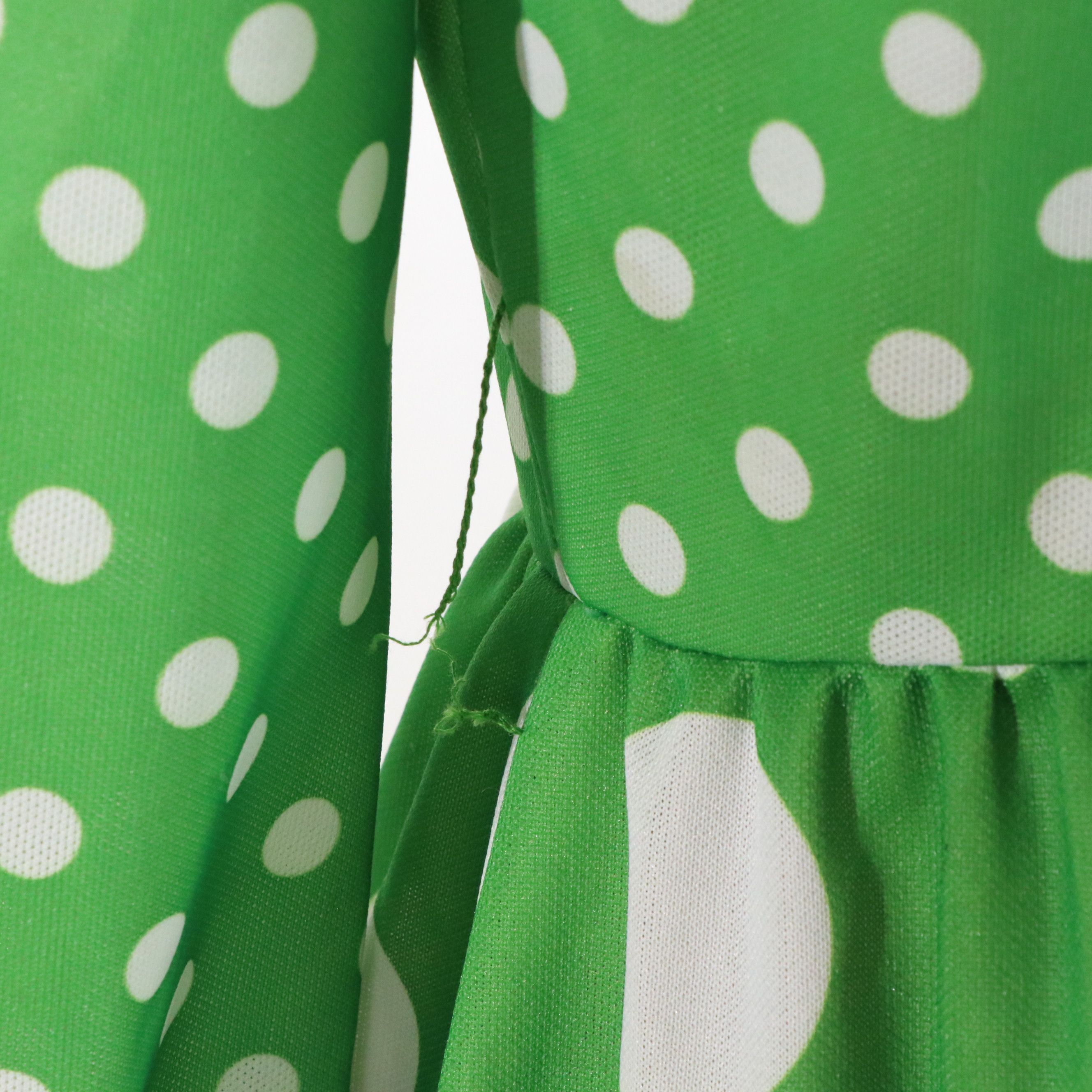 Mary Dobbs Vintage Green & White Polka Dot Maxi Shirt Dress