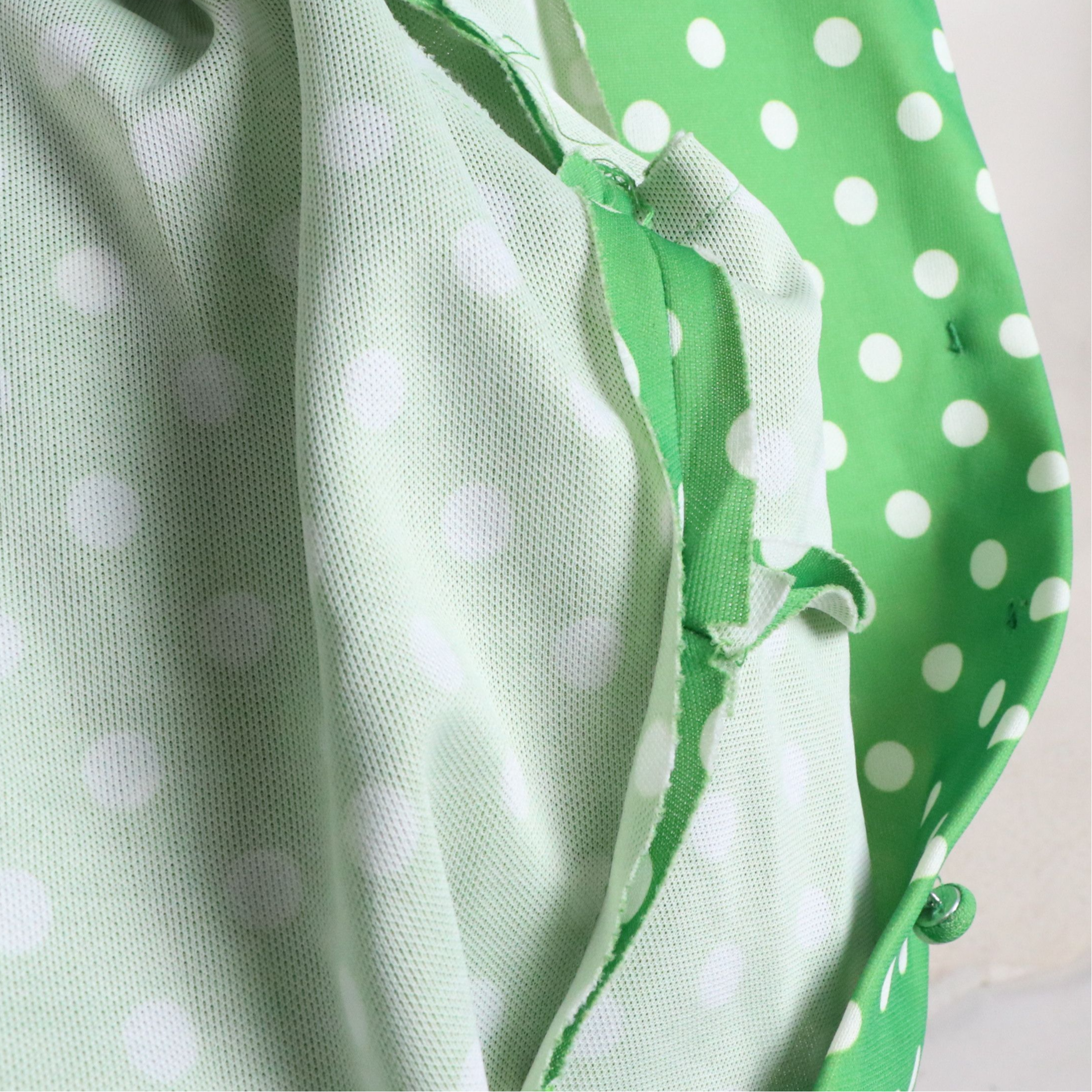 Mary Dobbs Vintage Green & White Polka Dot Maxi Shirt Dress