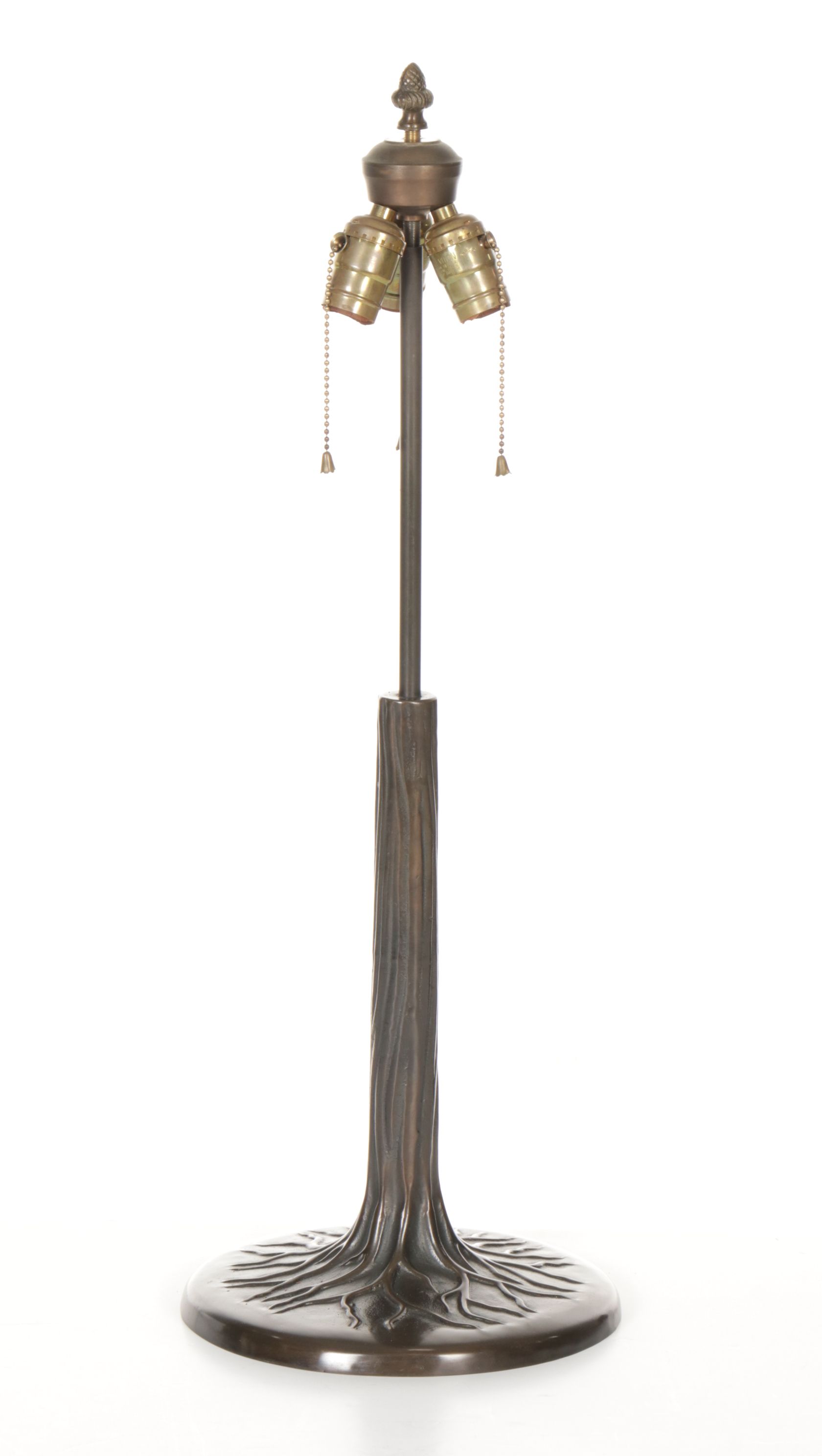 Art Nouveau Style Bronzed Metal Table Lamp and Dale Tiffany Slag Glass Shade