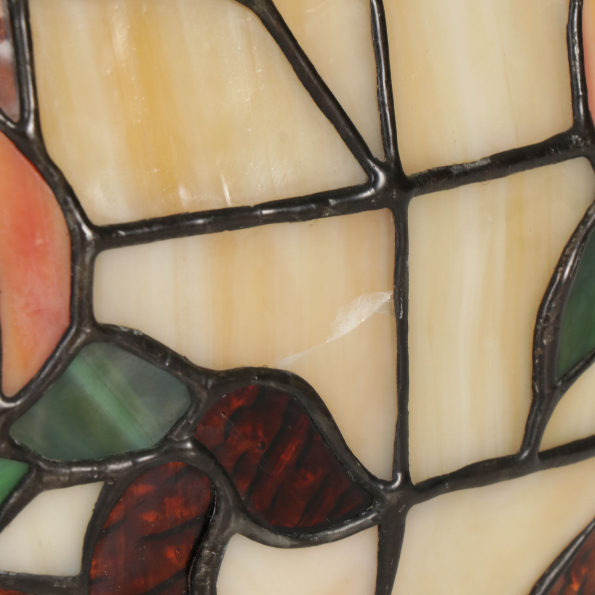 Art Nouveau Style Bronzed Metal Table Lamp and Dale Tiffany Slag Glass Shade