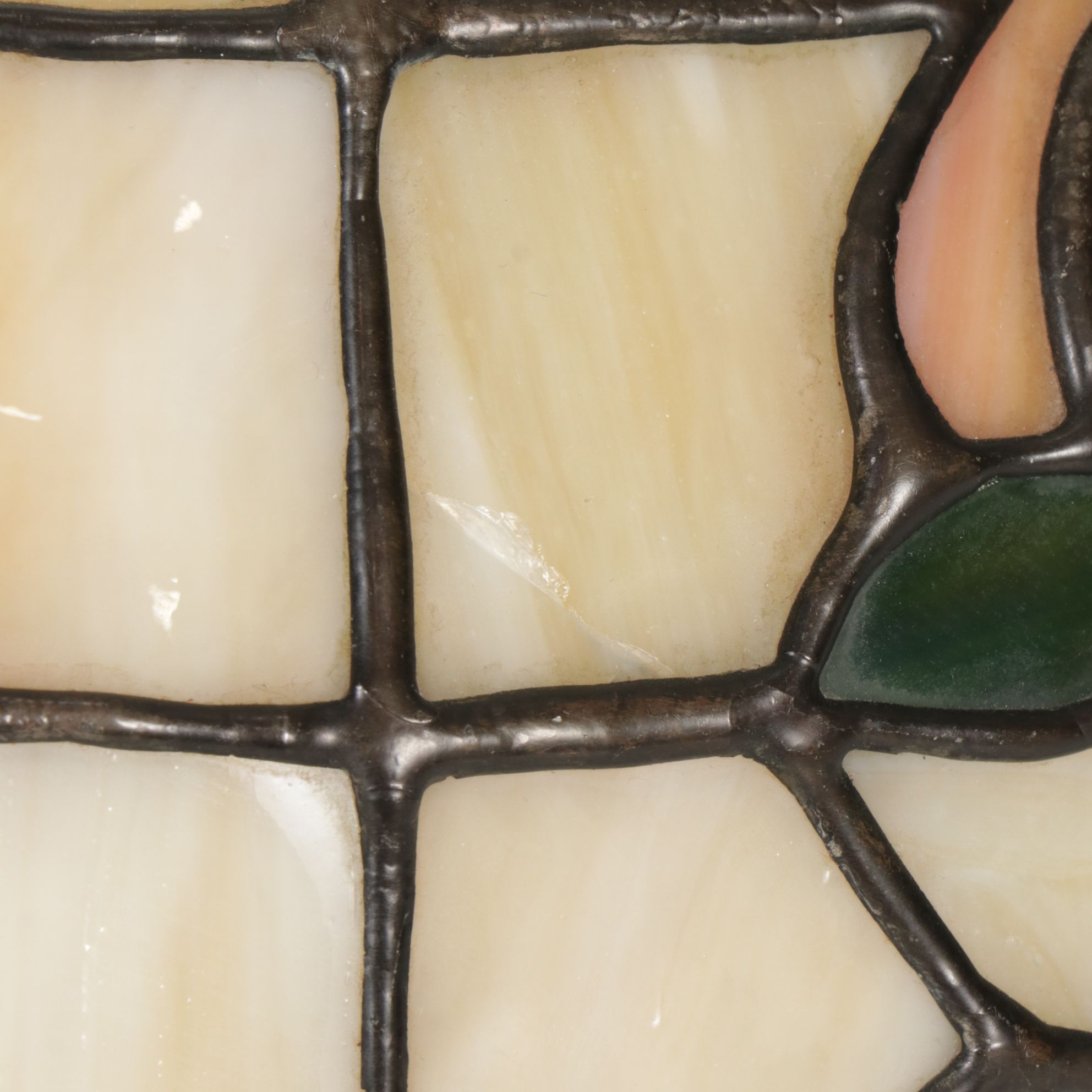 Art Nouveau Style Bronzed Metal Table Lamp and Dale Tiffany Slag Glass Shade