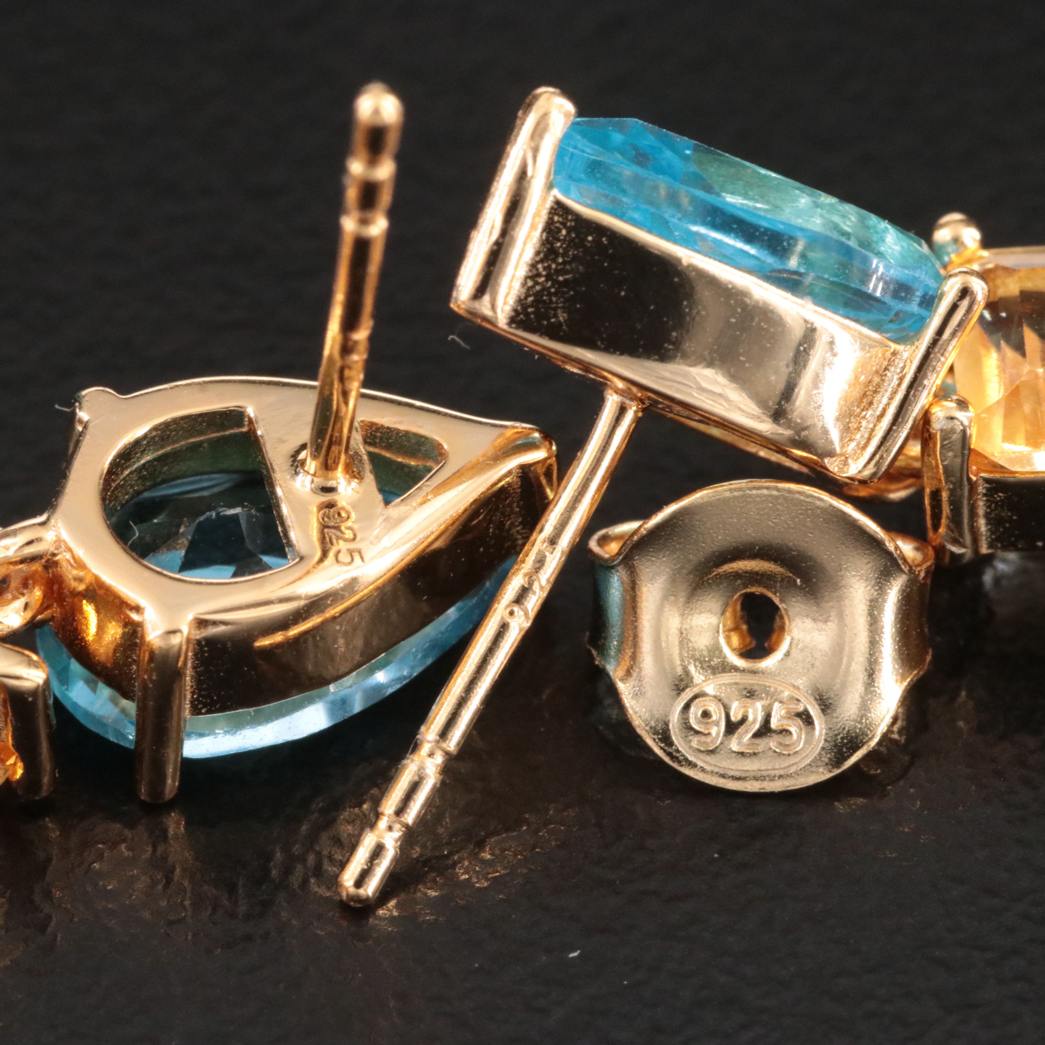 Sterling Mother-of-Pearl, Topaz and Citrine Earrings