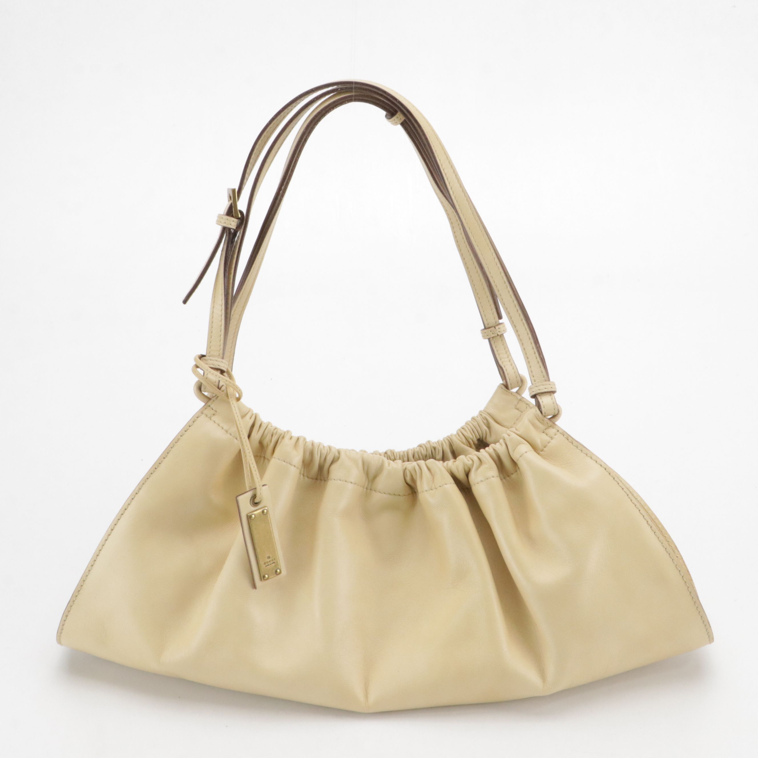 Gucci Small Hobo Shoulder Bag in Beige Calfskin Leather
