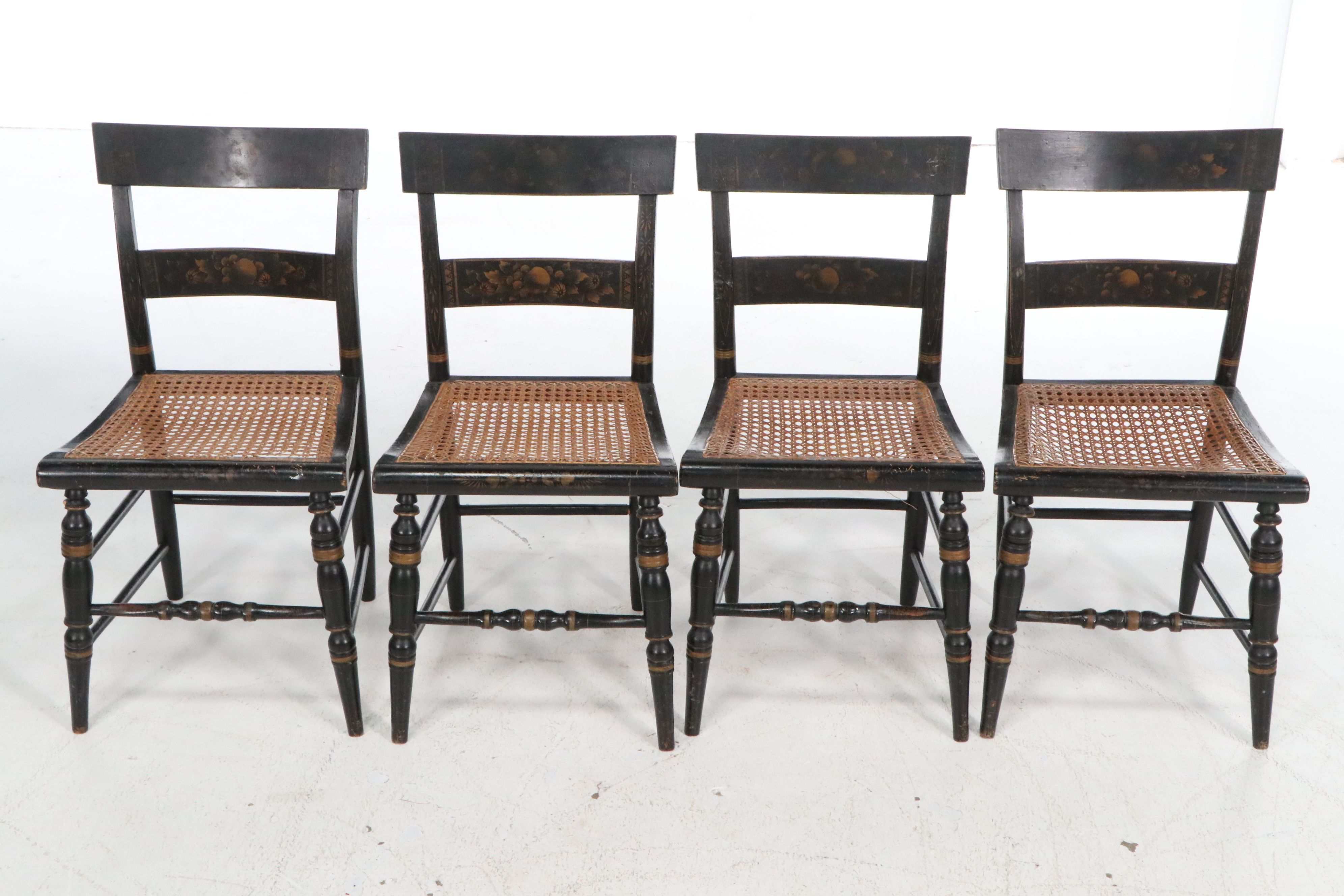 Set of Six American Federal Style Stenciled Fancy Chairs, Mid-19th Century