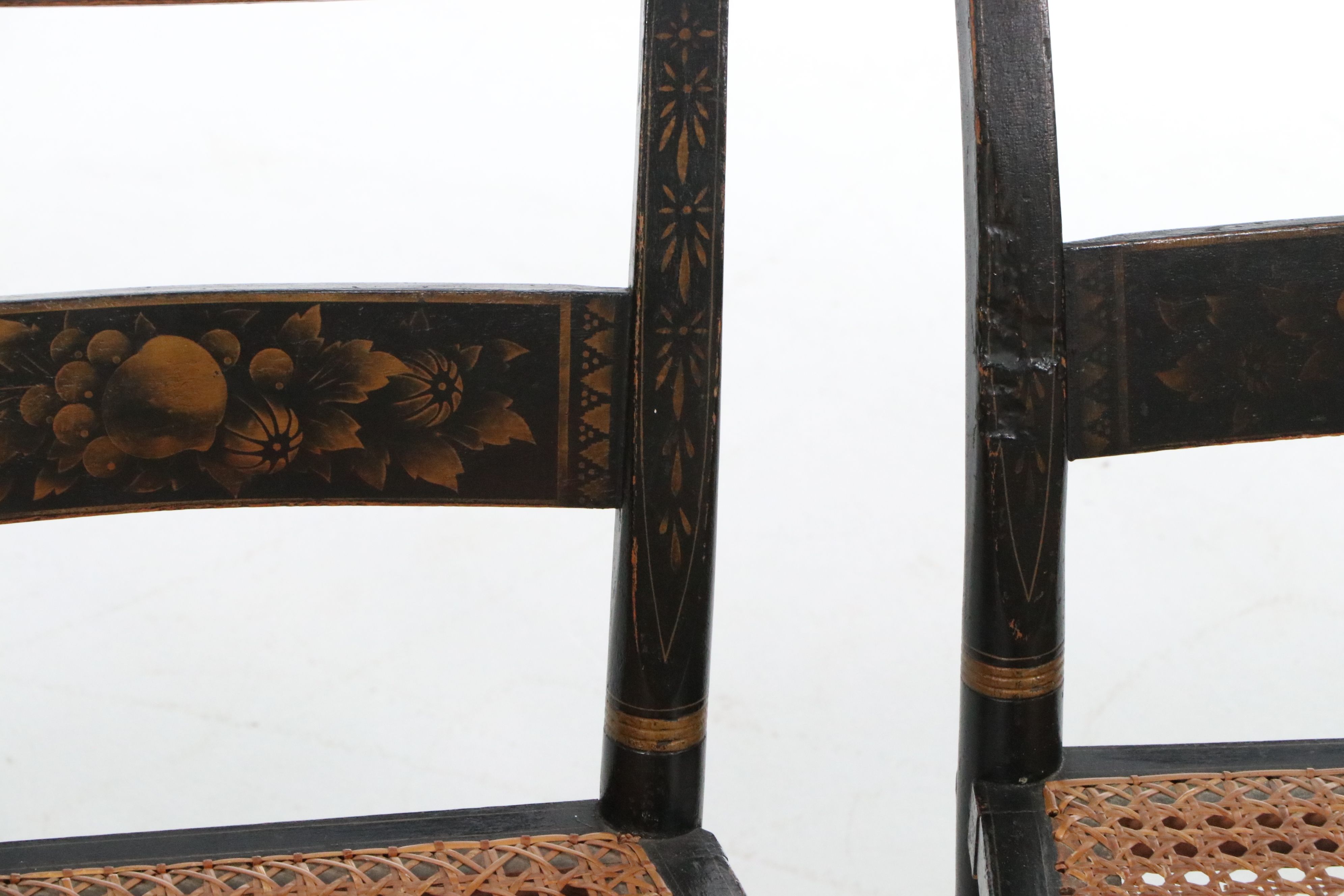 Set of Six American Federal Style Stenciled Fancy Chairs, Mid-19th Century