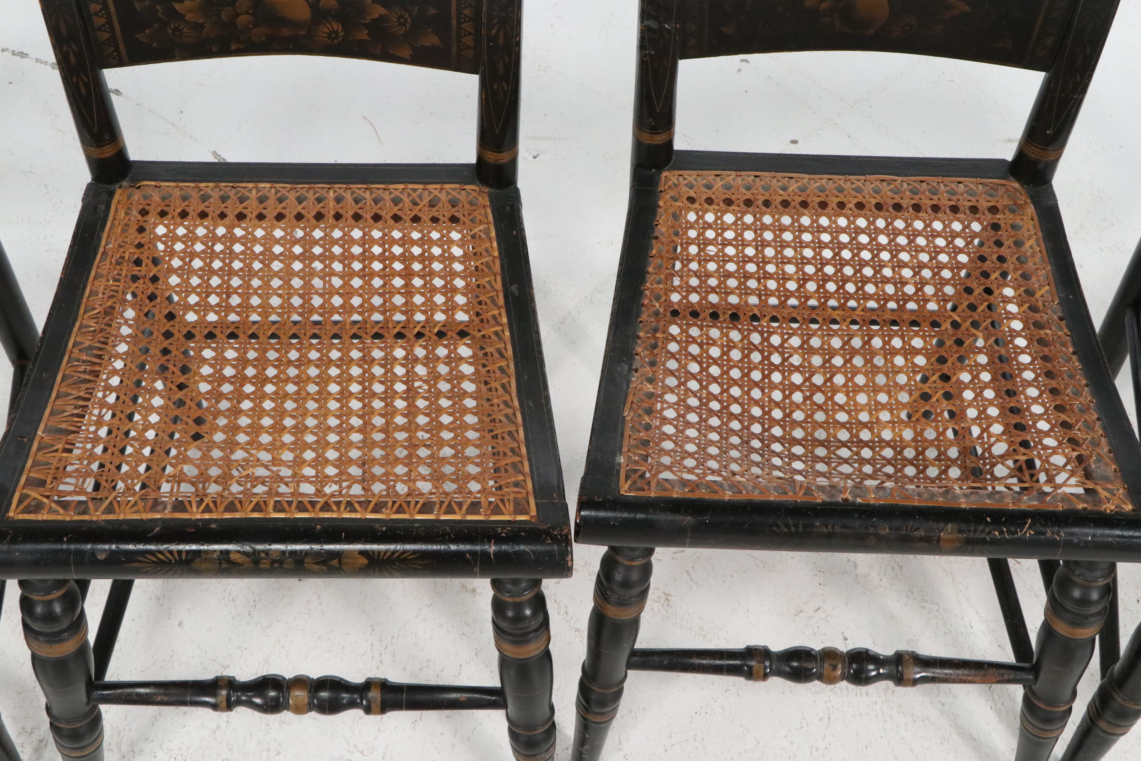 Set of Six American Federal Style Stenciled Fancy Chairs, Mid-19th Century