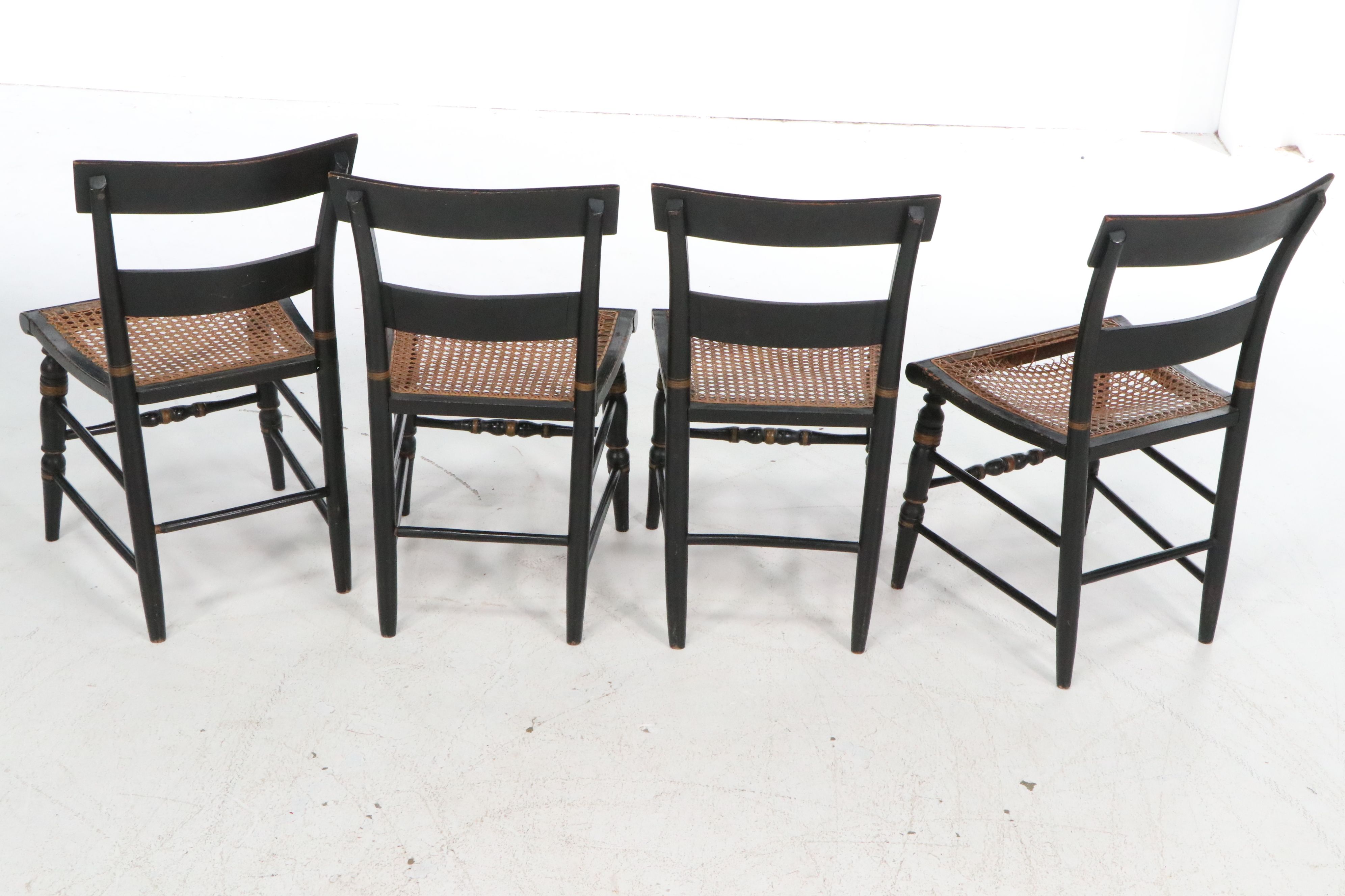 Set of Six American Federal Style Stenciled Fancy Chairs, Mid-19th Century