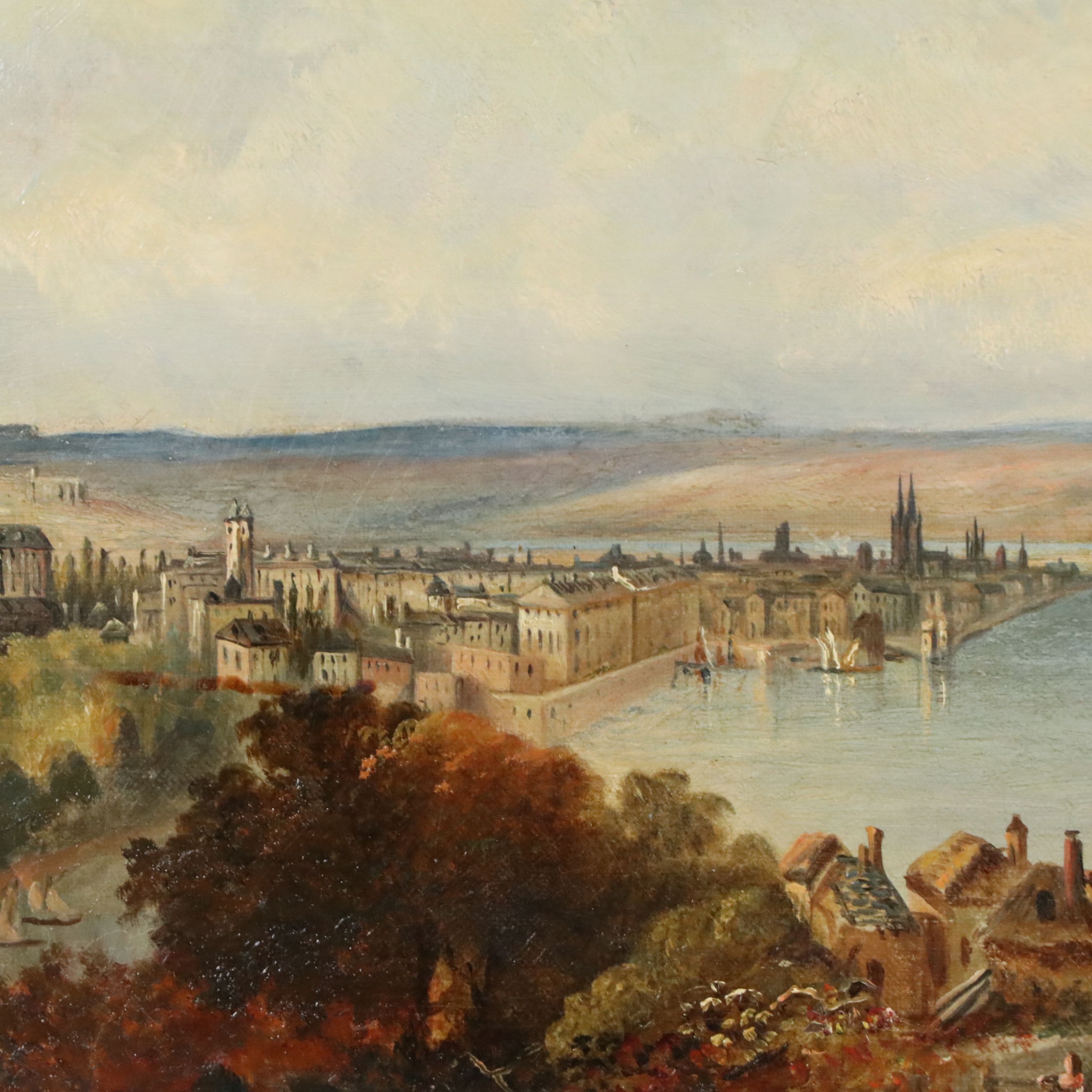 Augustus Wall Callcott Oil Painting of Rustic European Town, Early 19th Century