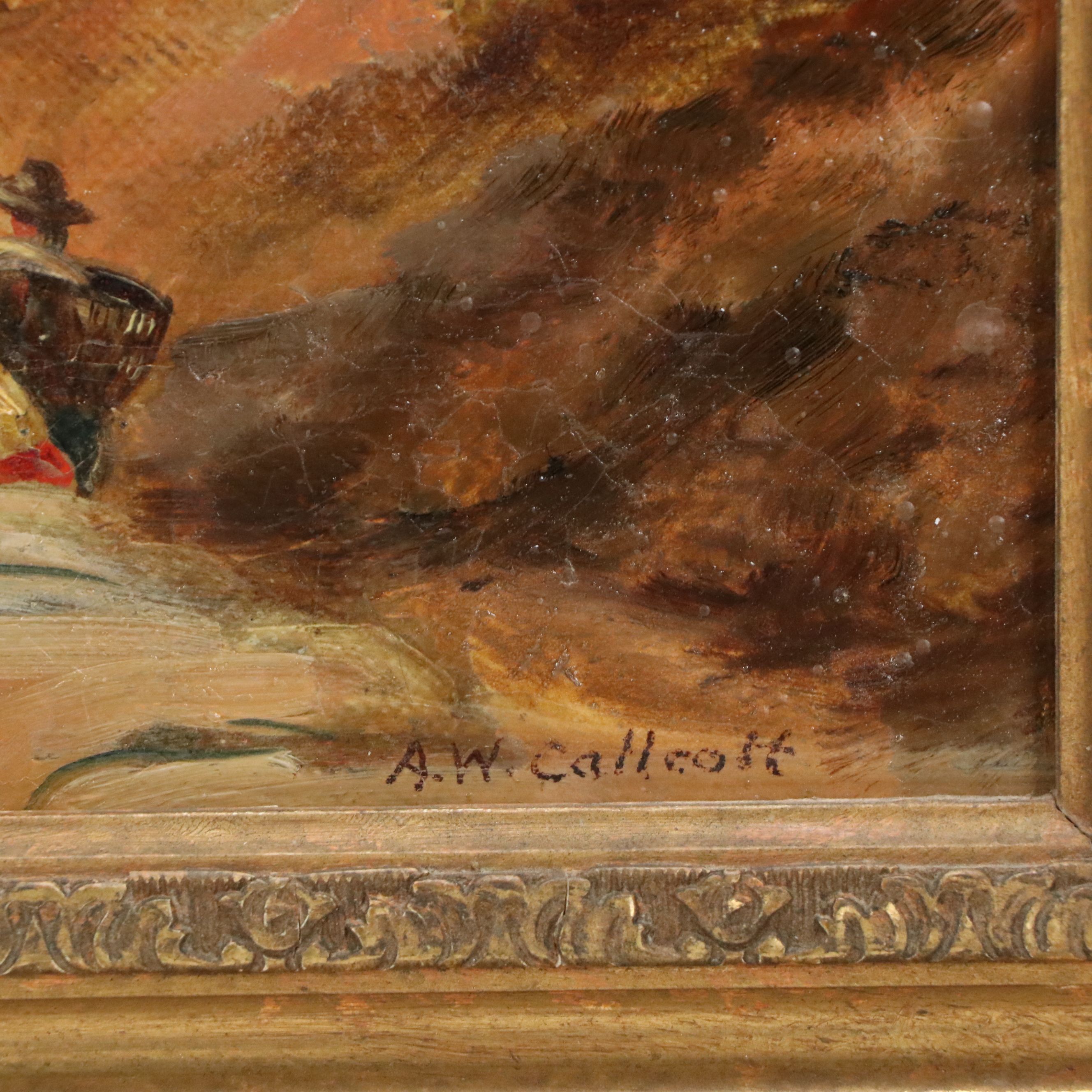 Augustus Wall Callcott Oil Painting of Rustic European Town, Early 19th Century