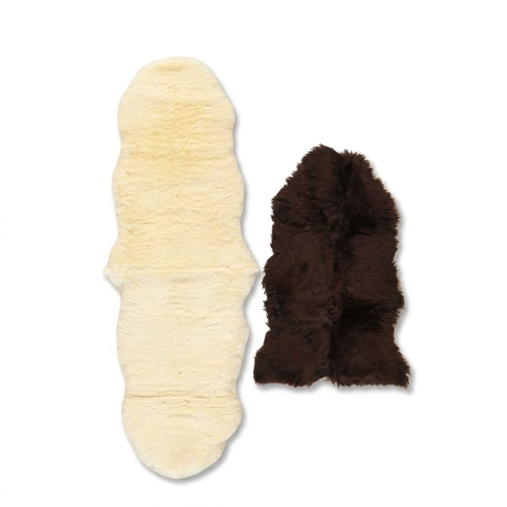 Sheepskin Accent Rugs in Ivory and Chocolate