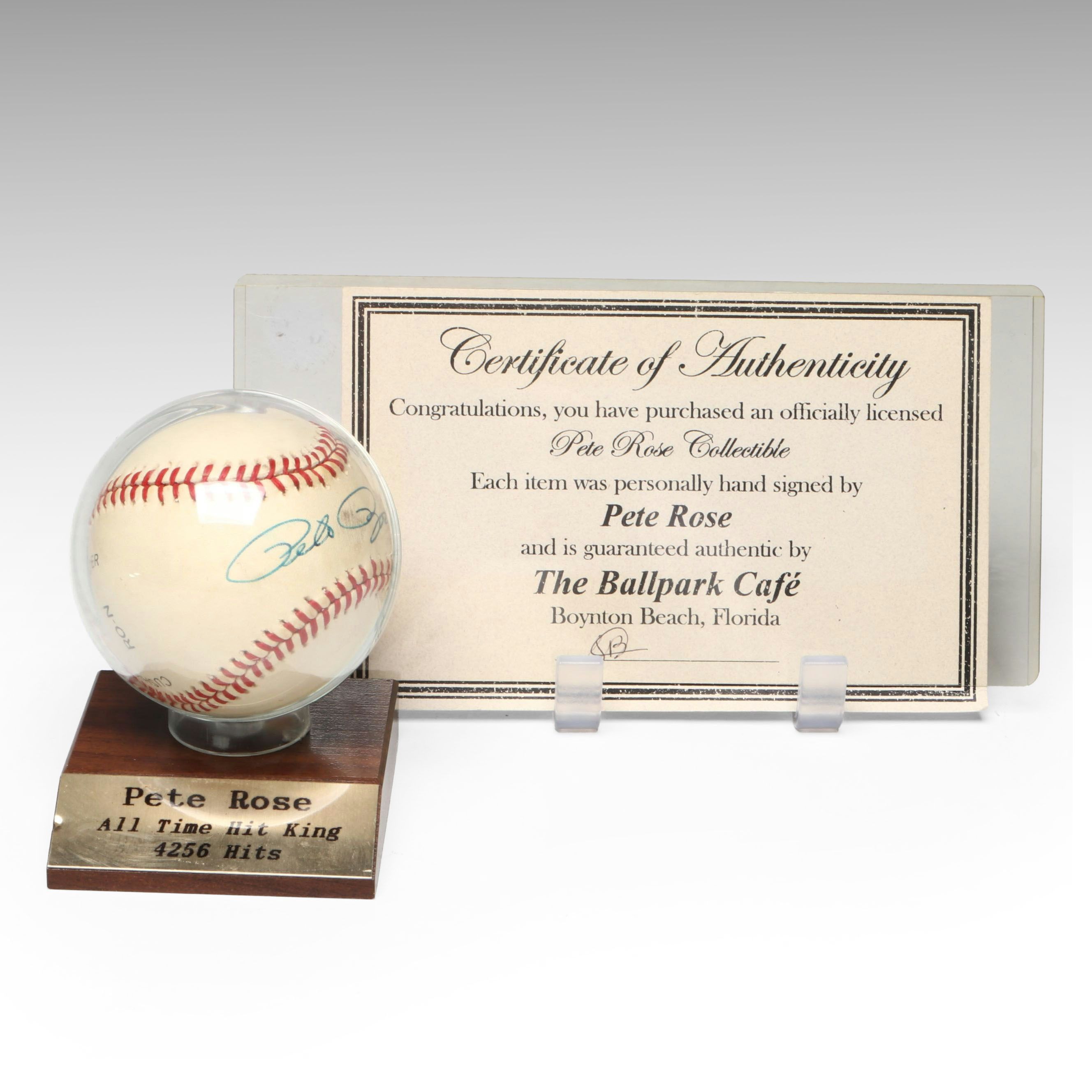 Pete Rose Signed 1975 World Series Ticket Stub and Rawlings Official Baseball