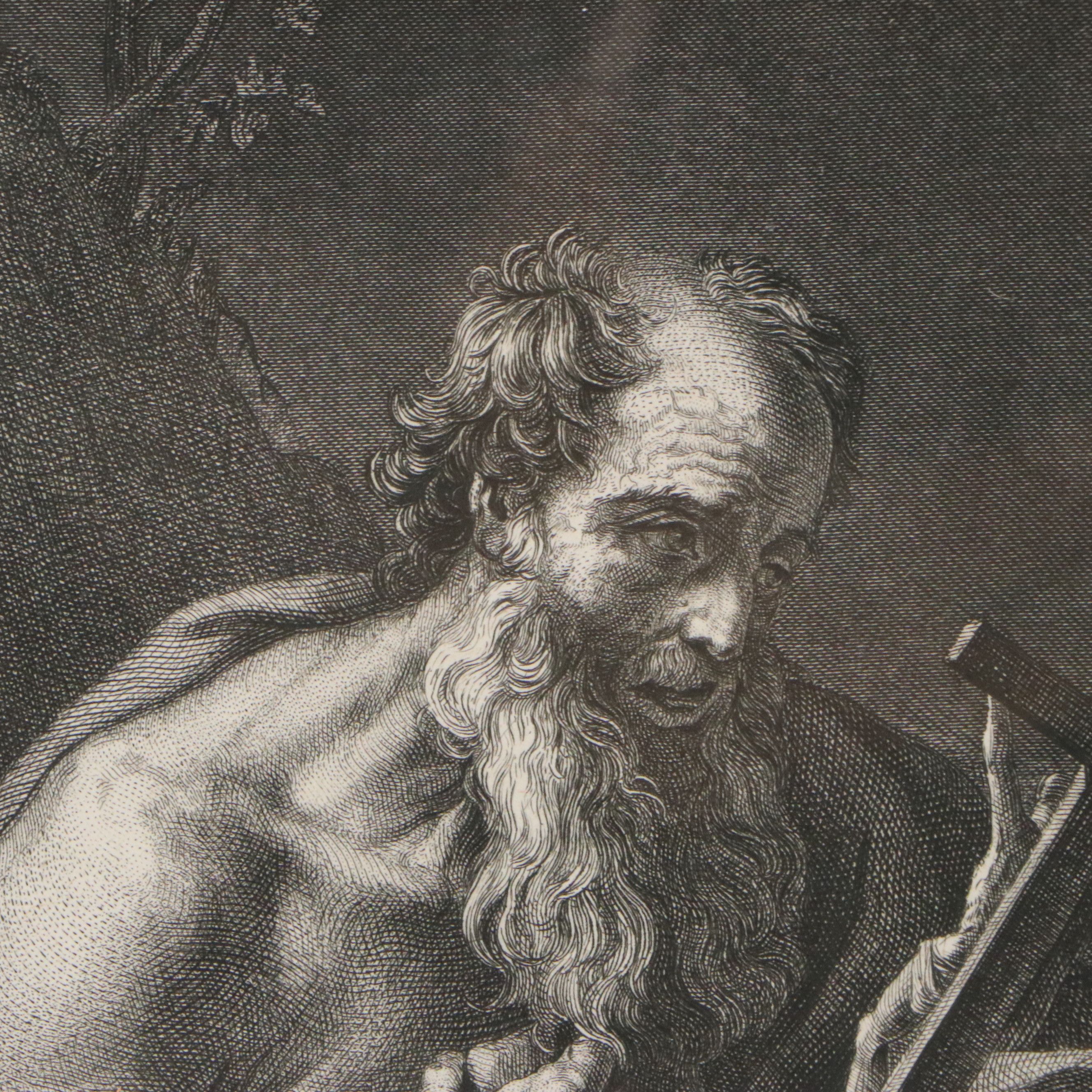 Engraving After Guido Reni "Saint Jerome," Circa Early 19th Century