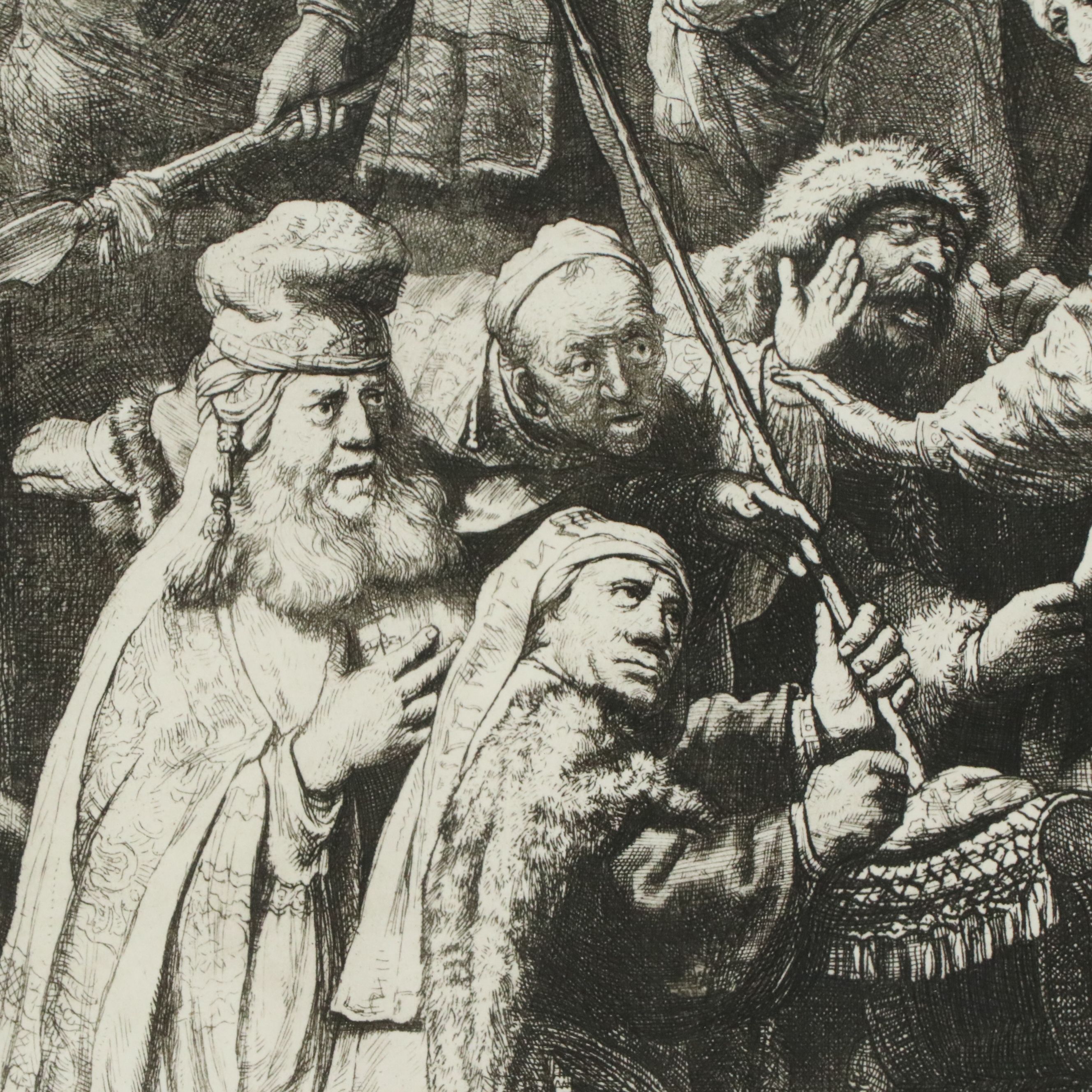 After Rembrandt van Rijn Restrike Etching "Christ Before Pilate," Circa 1980