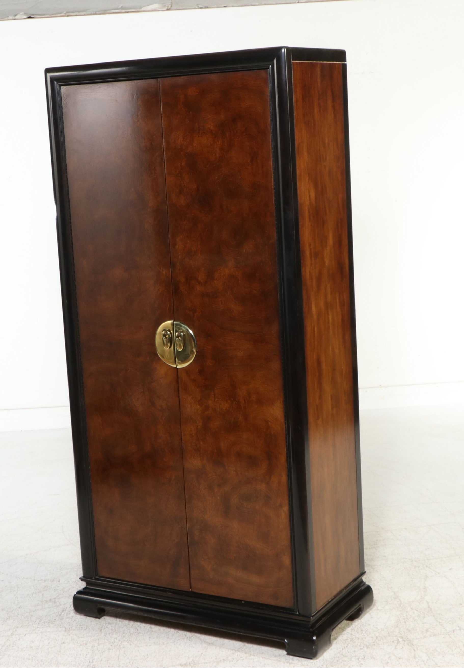 Bernhardt Chinoiserie Style Burl Wood Armoire, Late 20th Century