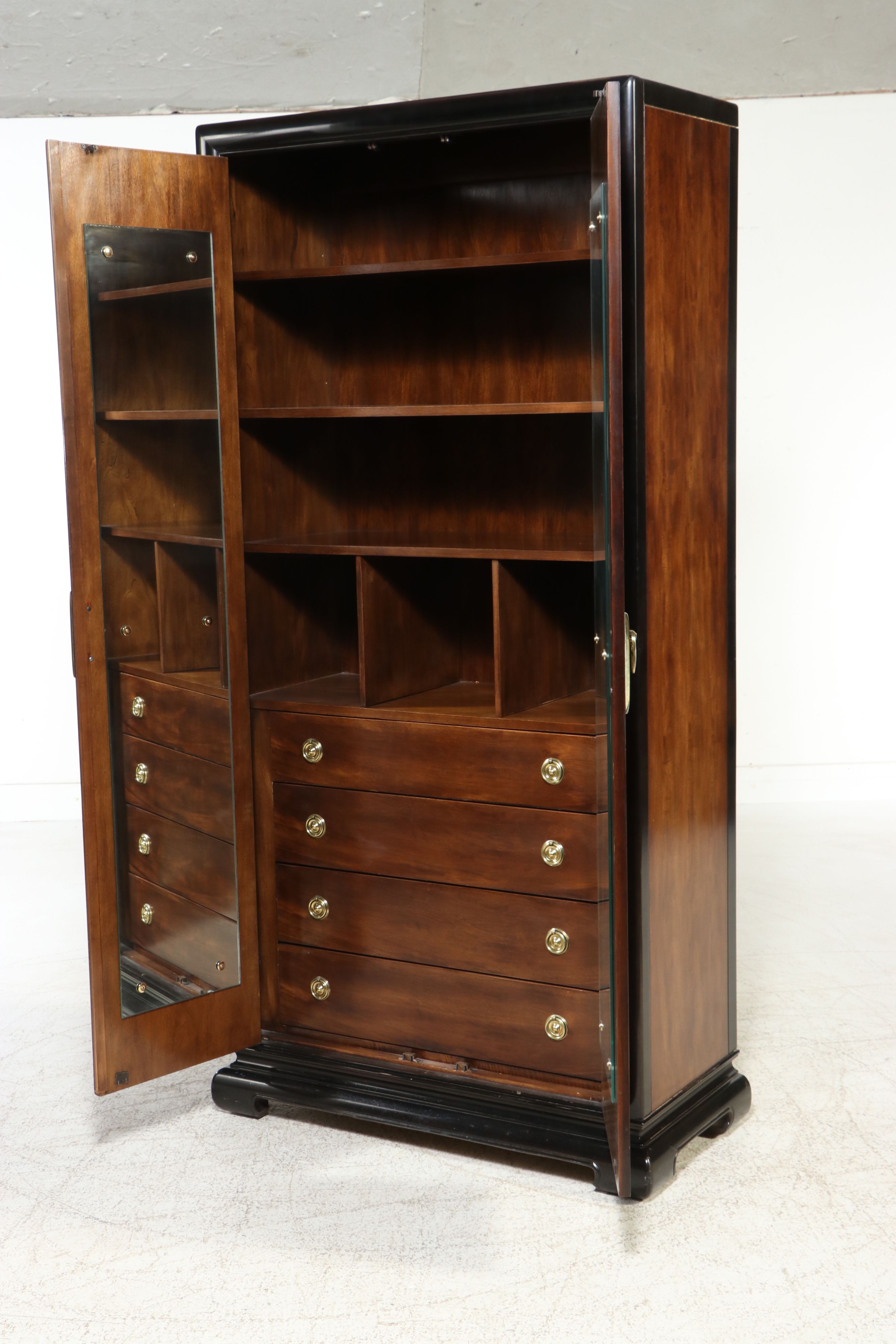 Bernhardt Chinoiserie Style Burl Wood Armoire, Late 20th Century