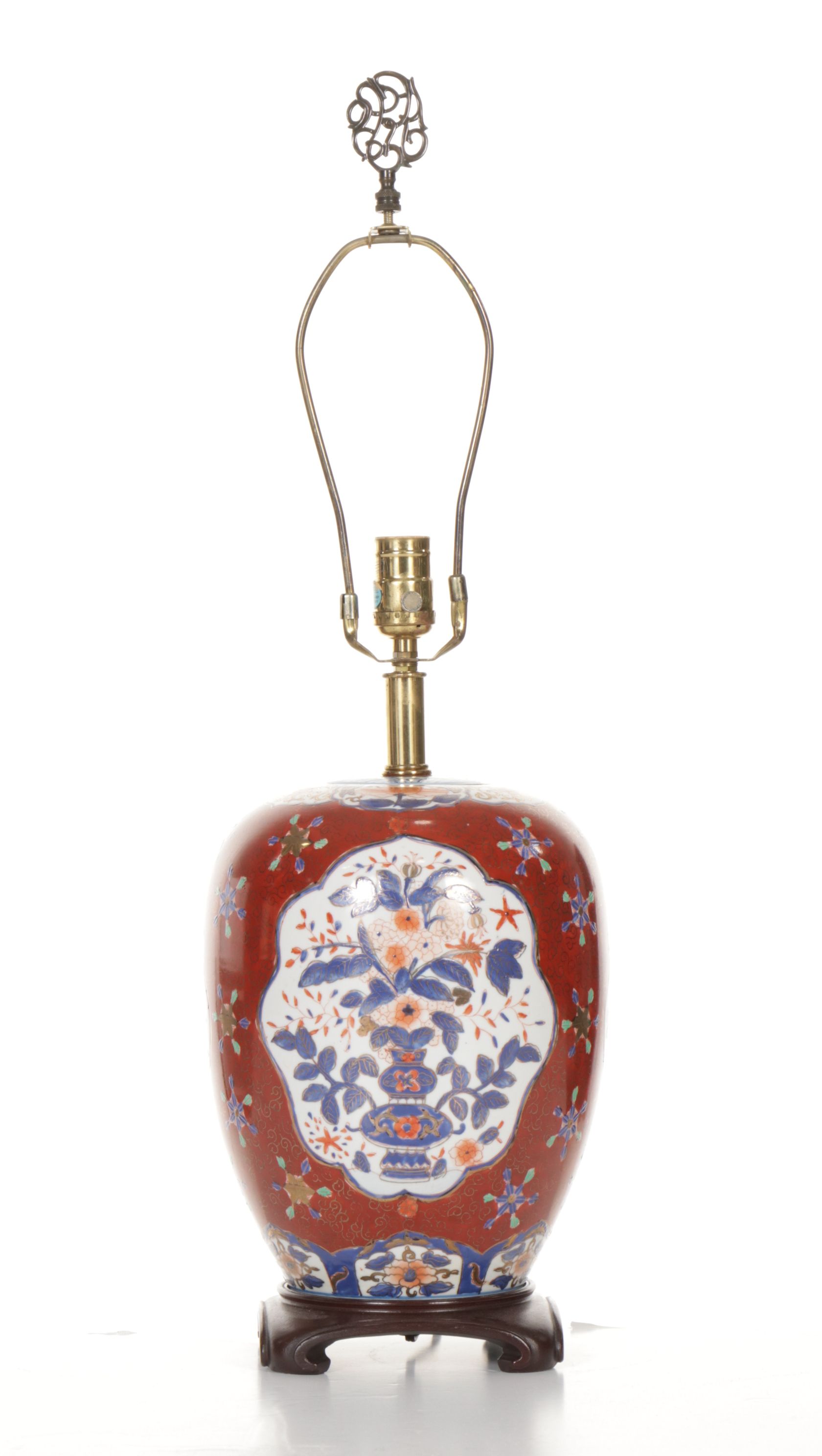 Shoal Creek Porcelain Imari Style Melon Jar Table Lamp with Shirred Shade