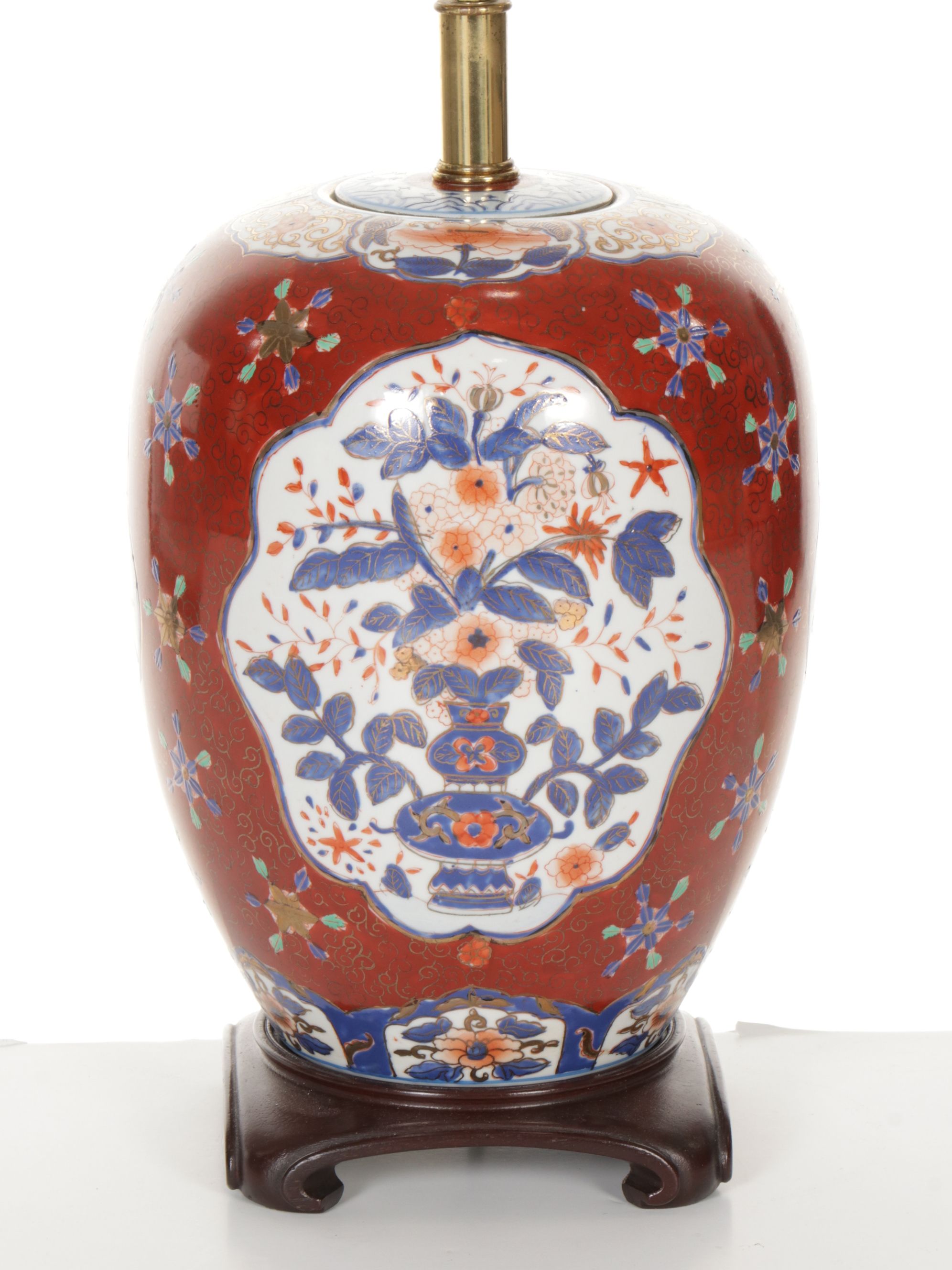 Shoal Creek Porcelain Imari Style Melon Jar Table Lamp with Shirred Shade