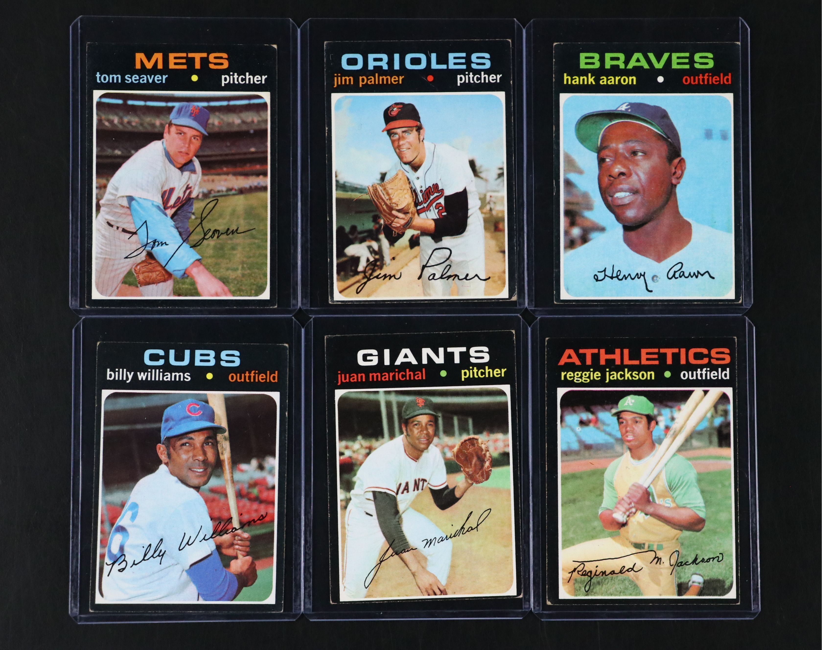 1971 Topps Baseball Cards with Hank Aaron, Ron Santo, Reggie Jackson, and More