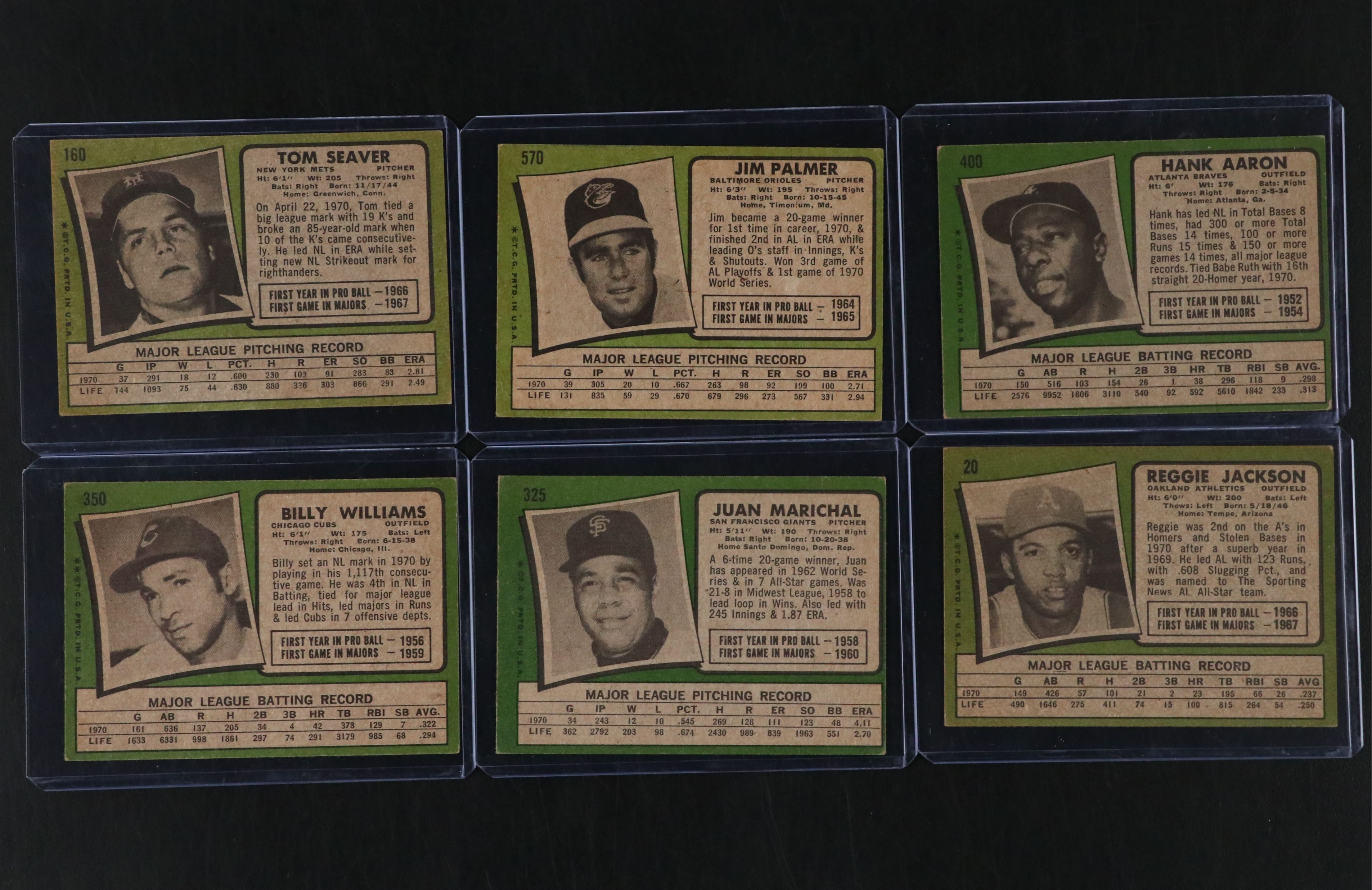 1971 Topps Baseball Cards with Hank Aaron, Ron Santo, Reggie Jackson, and More