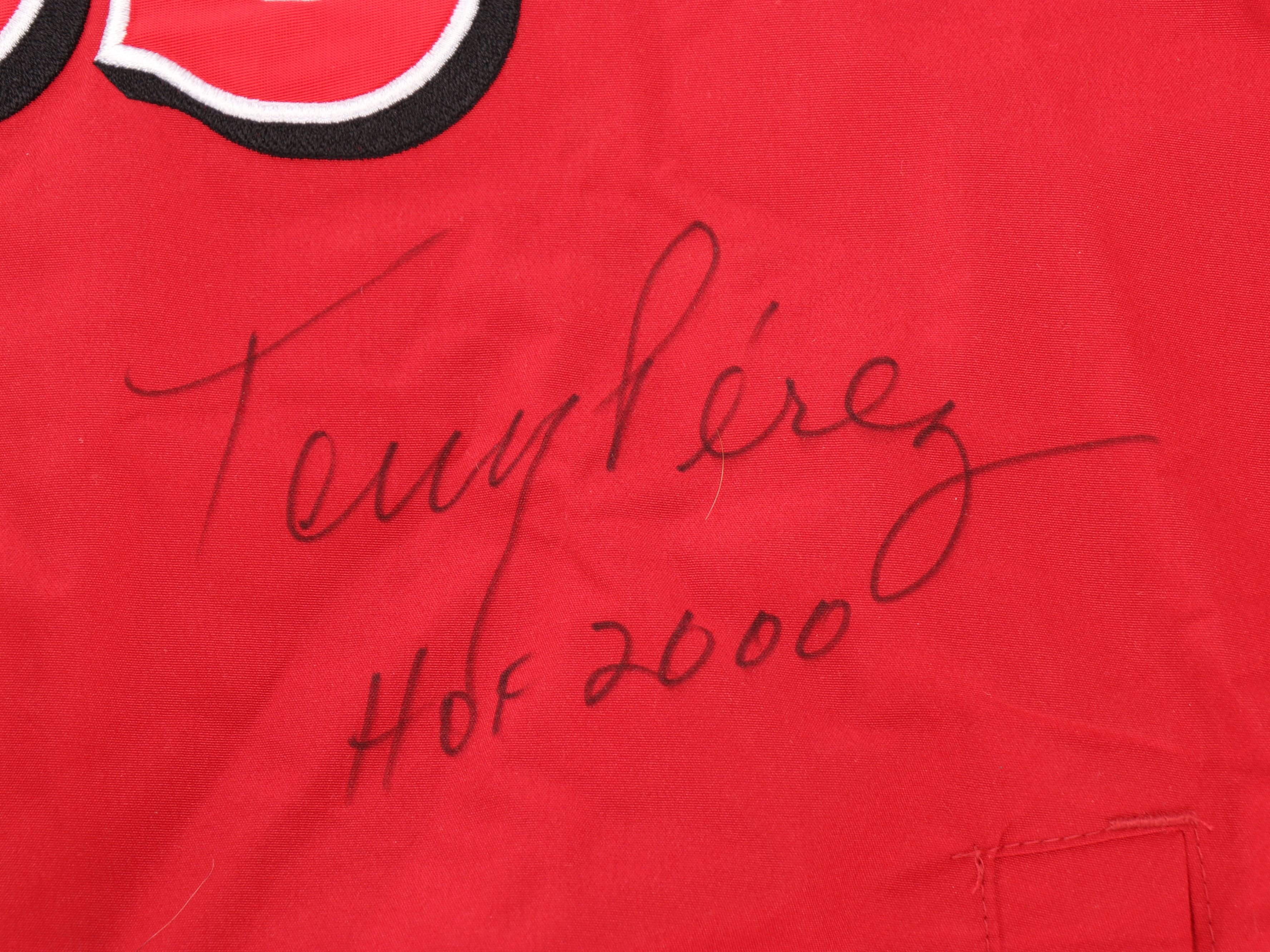 Tony Perez Signed Cincinnnati Reds Jacket with Pete Rose Signed Print