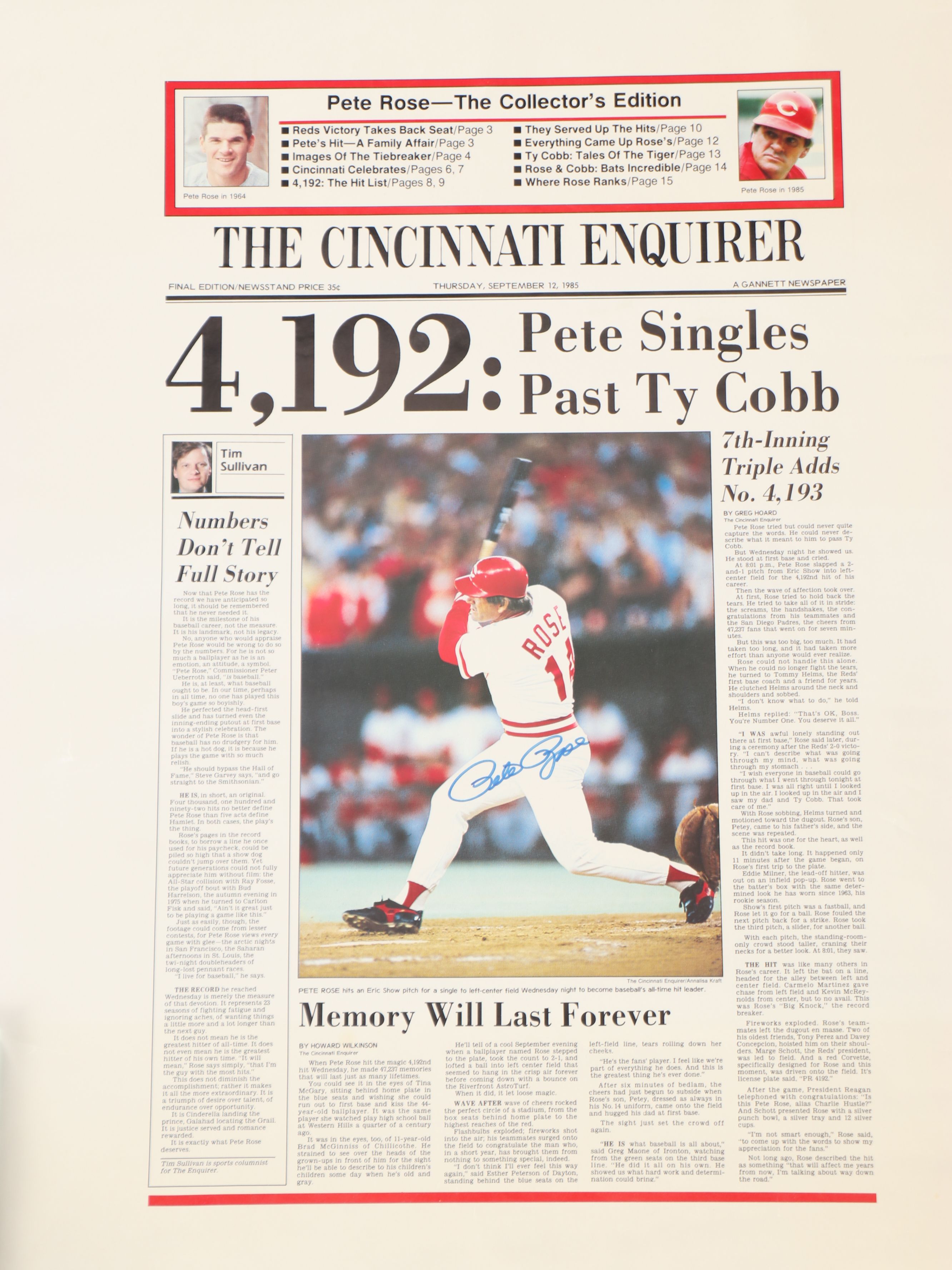 Tony Perez Signed Cincinnnati Reds Jacket with Pete Rose Signed Print