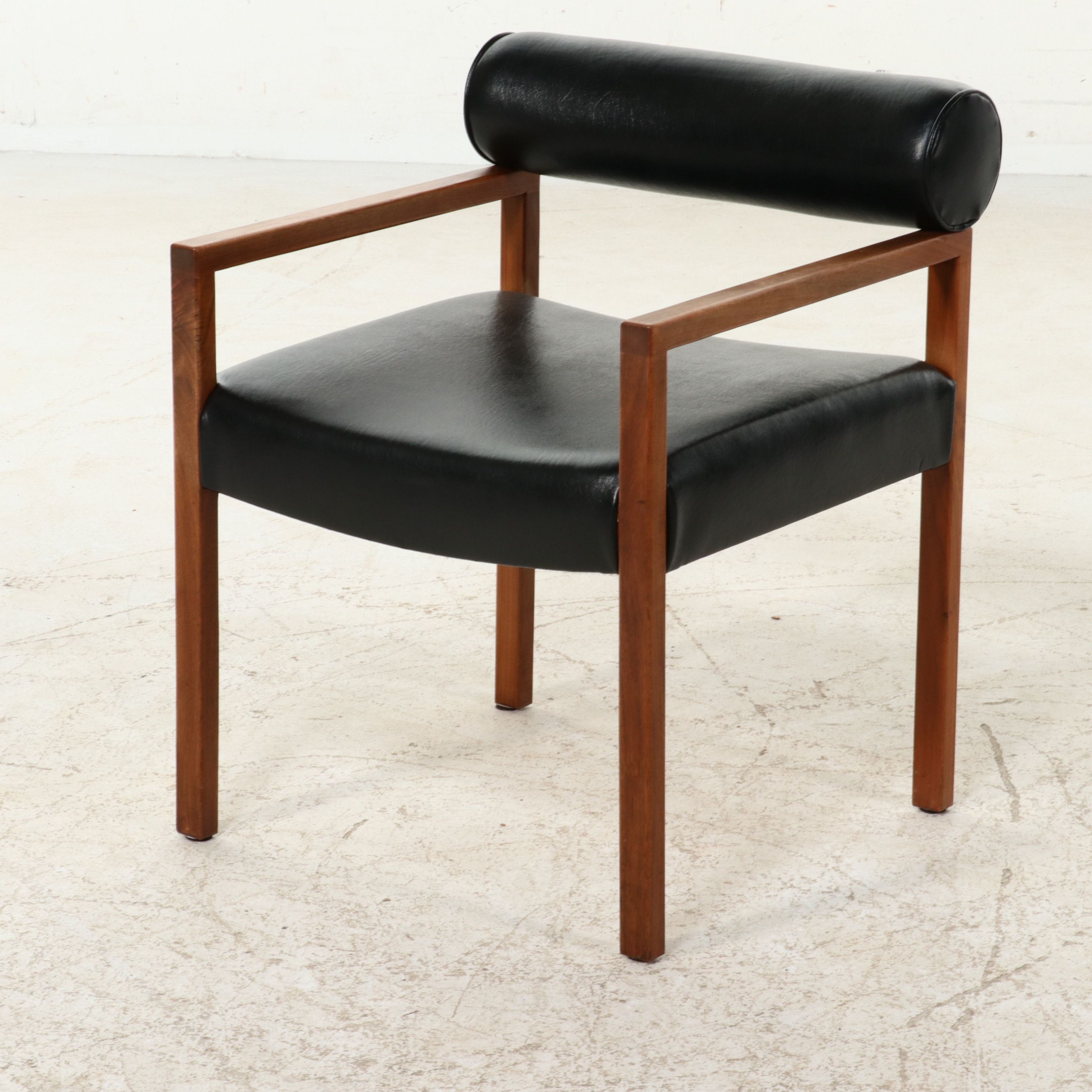 Pair of Mid Century Modern Bolster-Back Walnut Armchairs