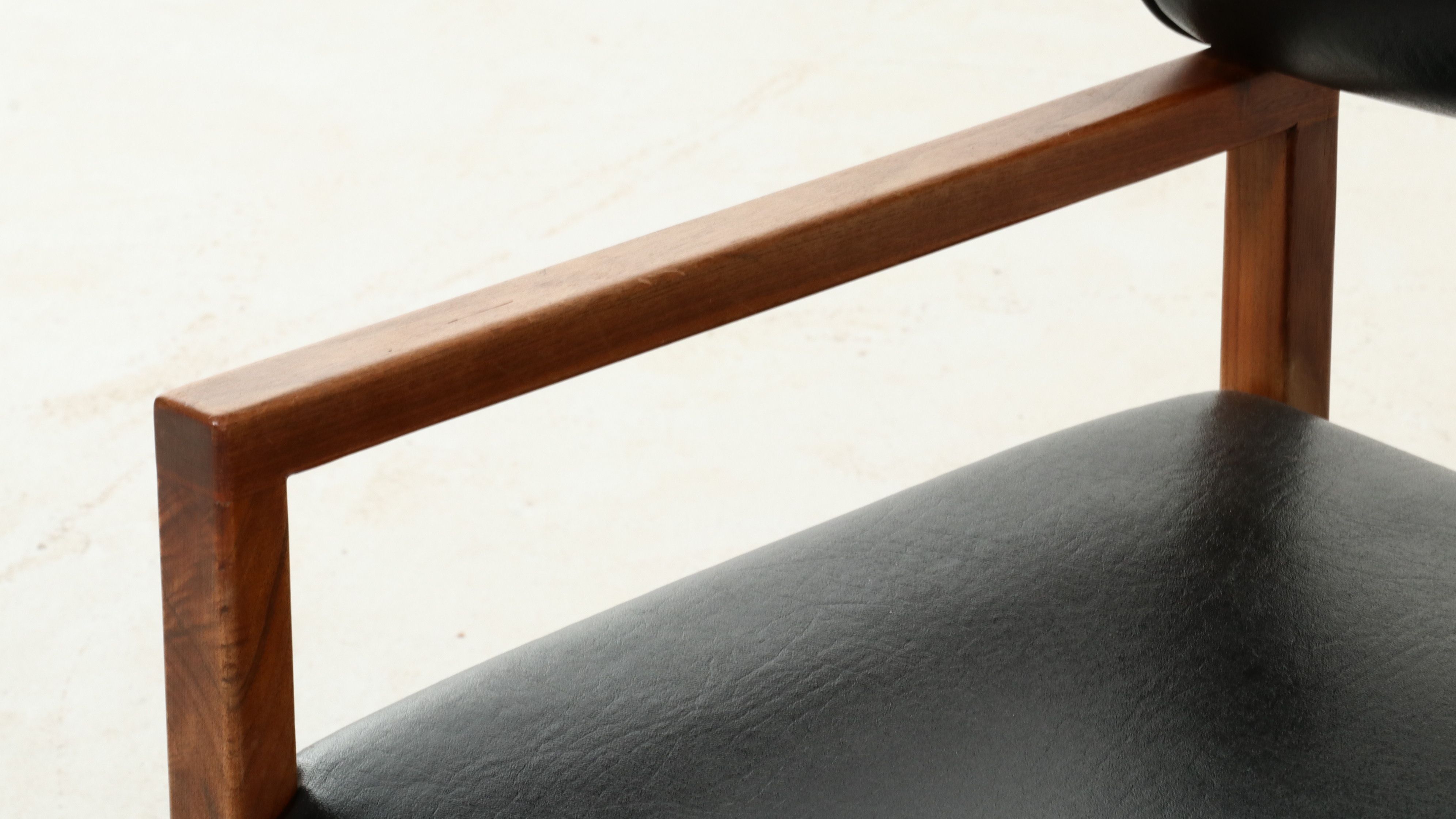 Pair of Mid Century Modern Bolster-Back Walnut Armchairs