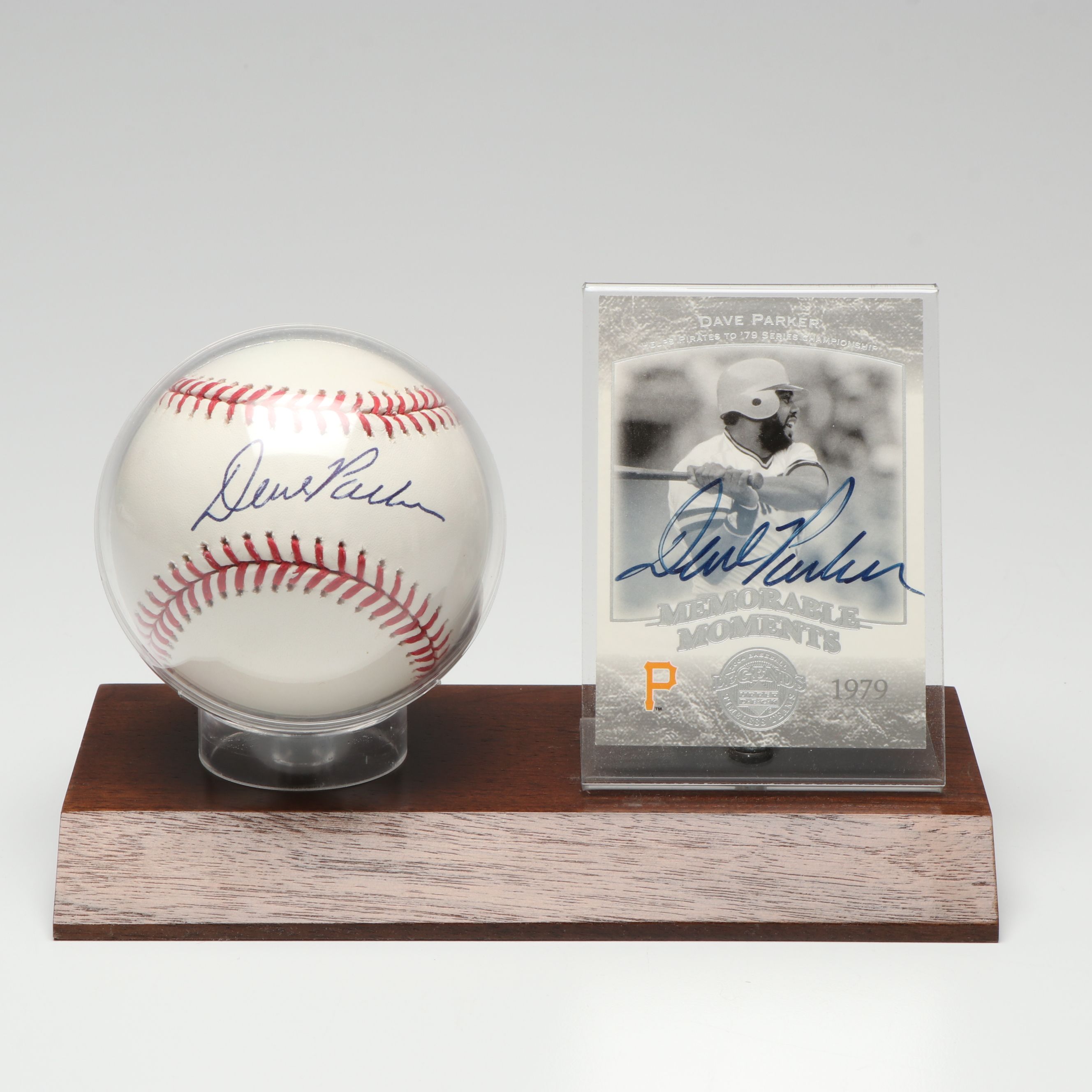 Dave Parker Signed Baseball and Card with Willie Stargell Signed Print