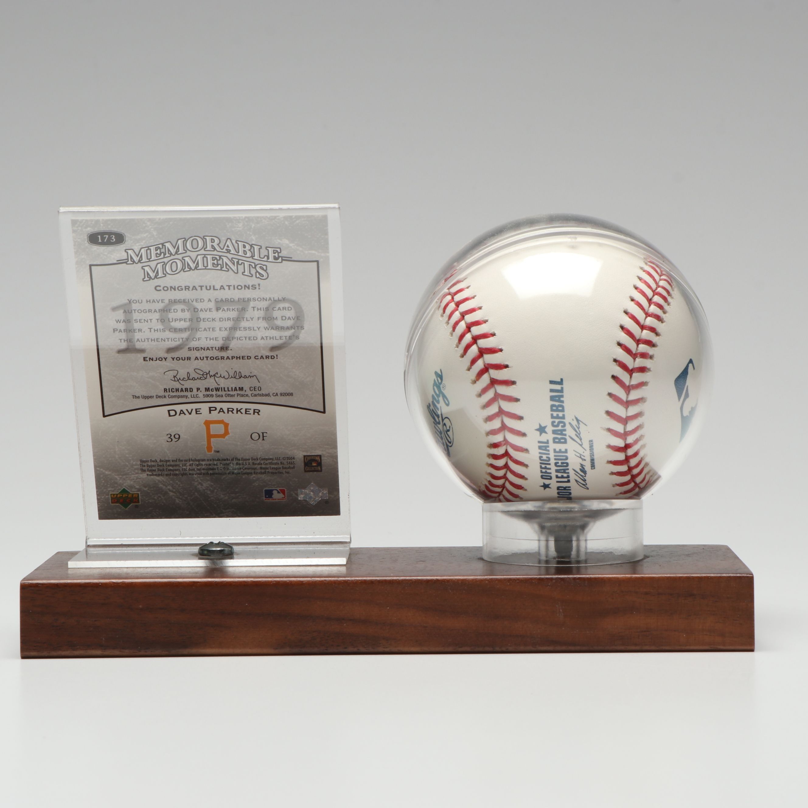 Dave Parker Signed Baseball and Card with Willie Stargell Signed Print