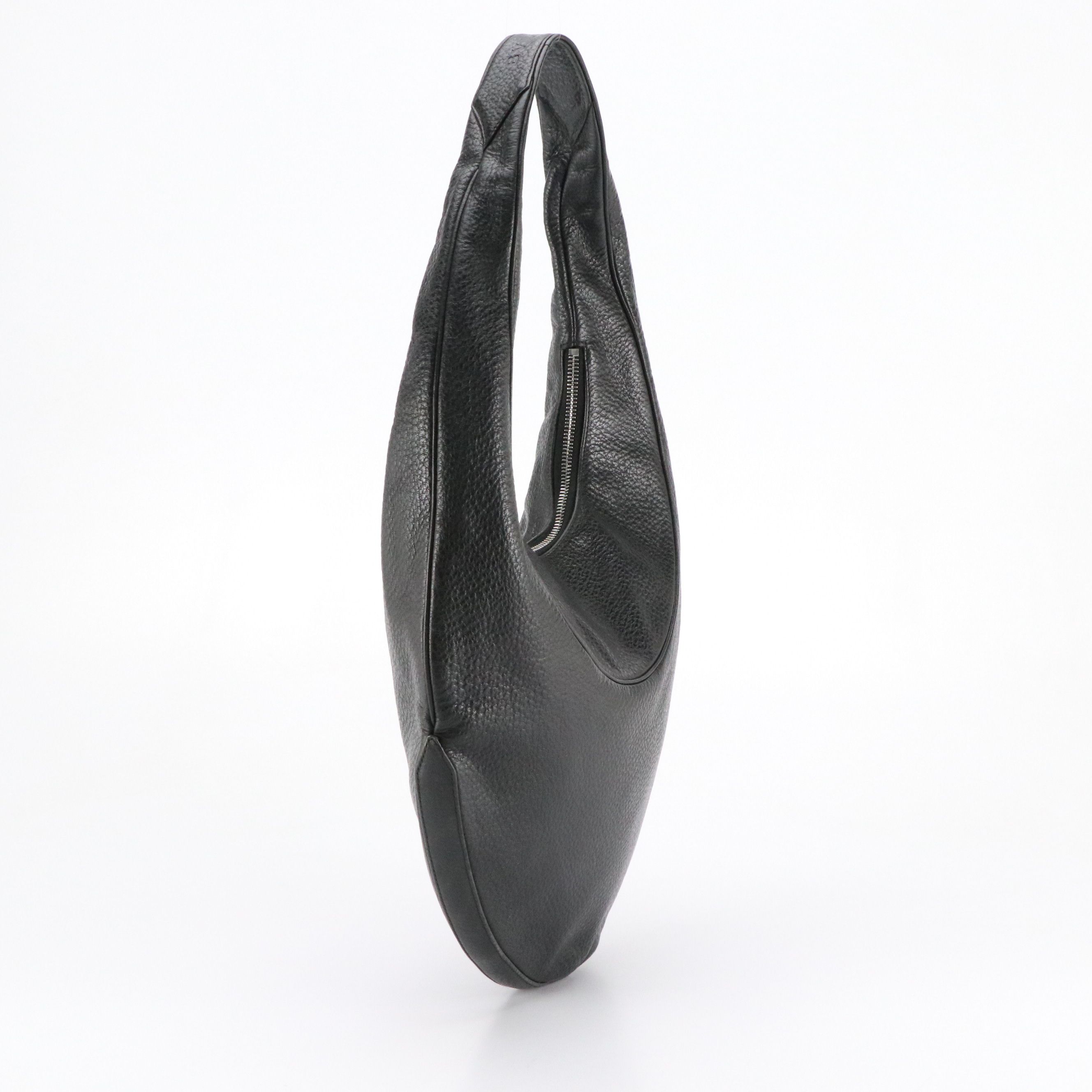BVLGARI Ascot Shoulder Bag in Black Grained Calfskin Leather