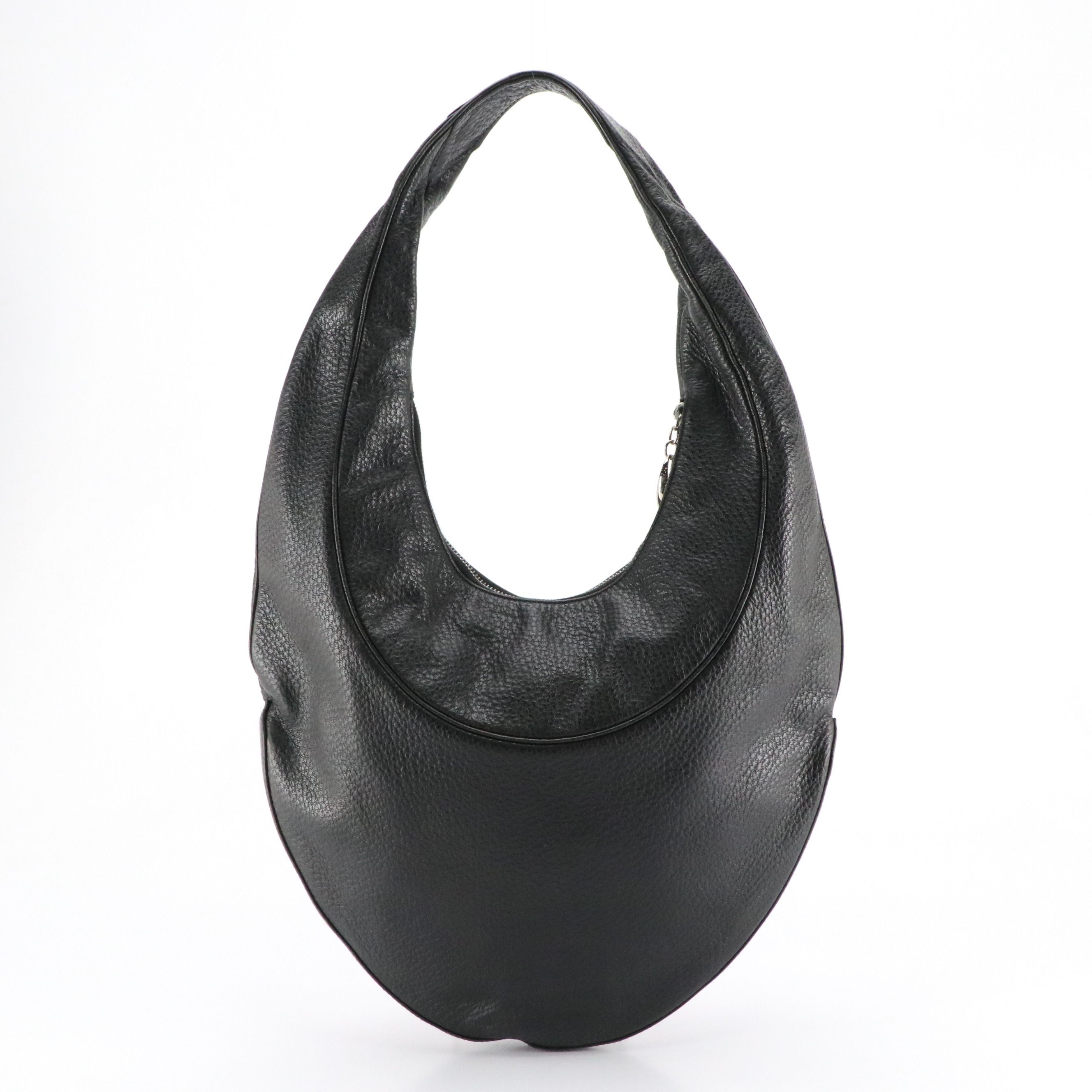BVLGARI Ascot Shoulder Bag in Black Grained Calfskin Leather