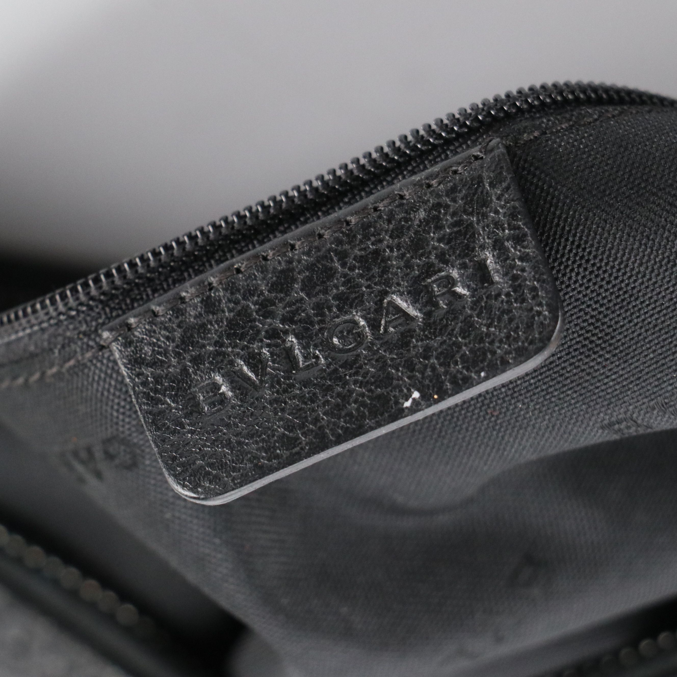 BVLGARI Ascot Shoulder Bag in Black Grained Calfskin Leather