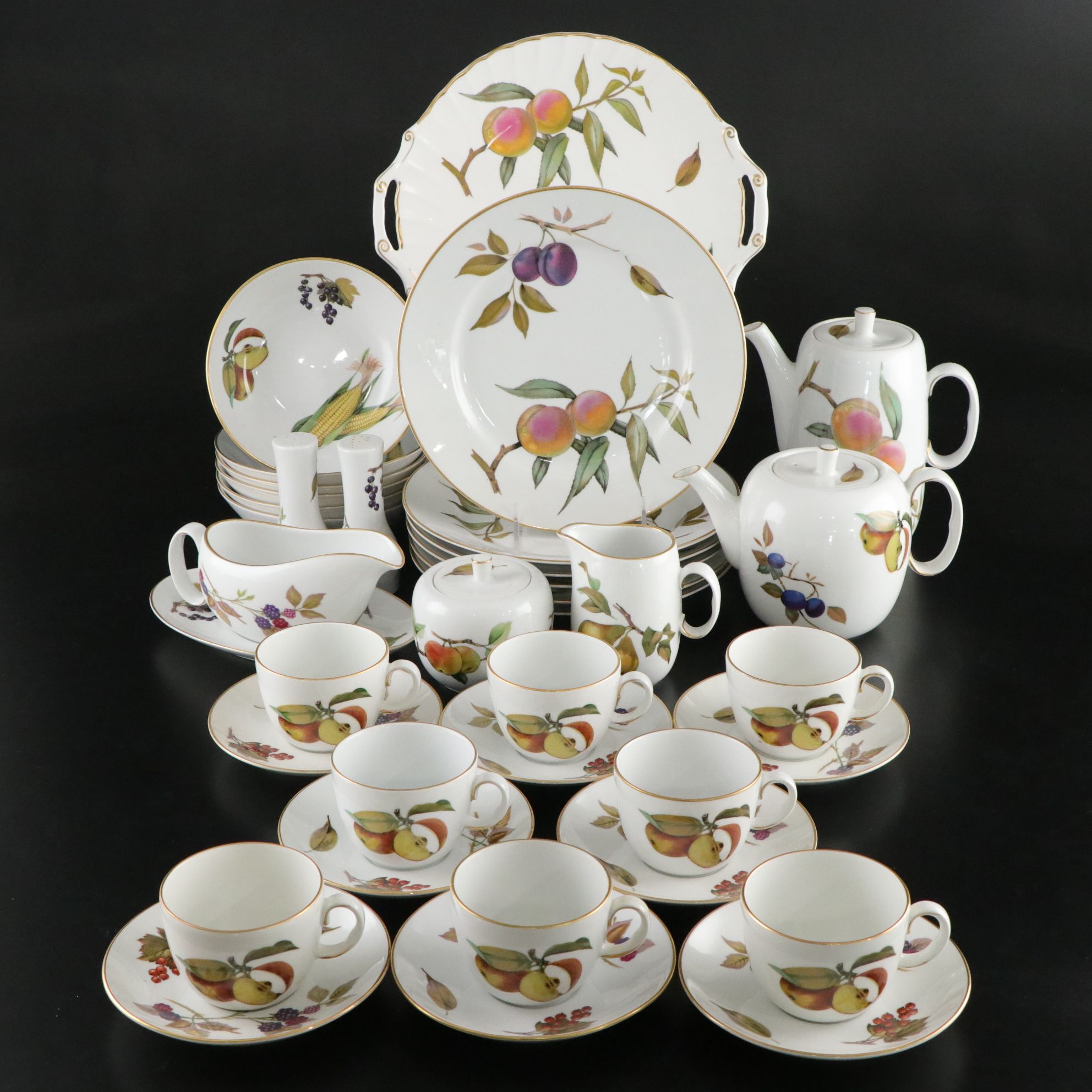 Royal Worcester "Evesham Gold" Dinnerware Set for Six with Extras & Serveware
