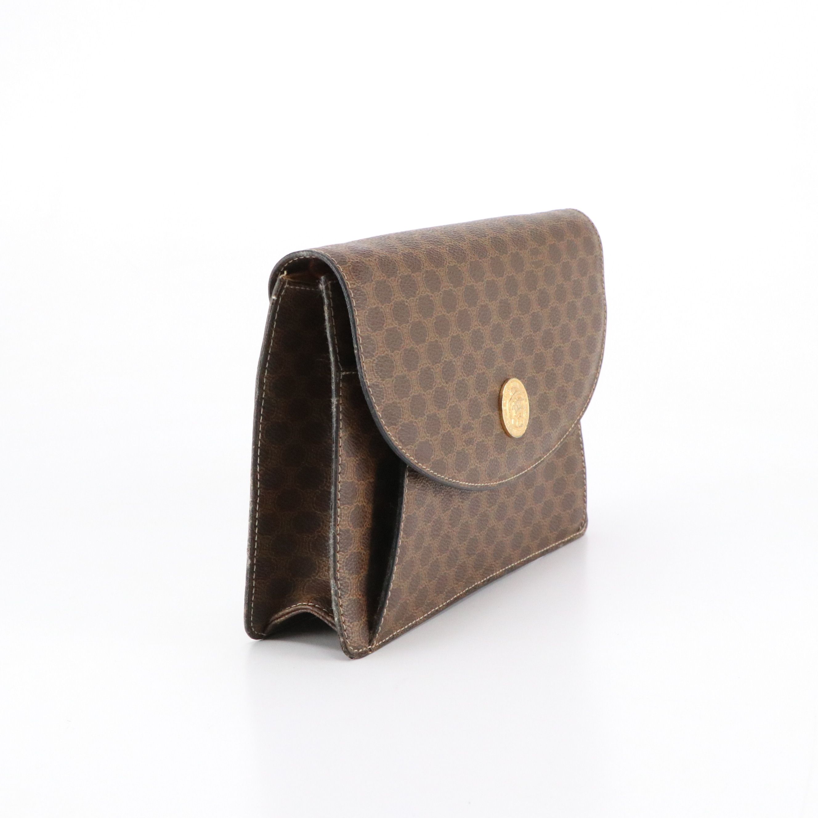 Celine Macadam Coated Canvas Front-Flap Shoulder Bag