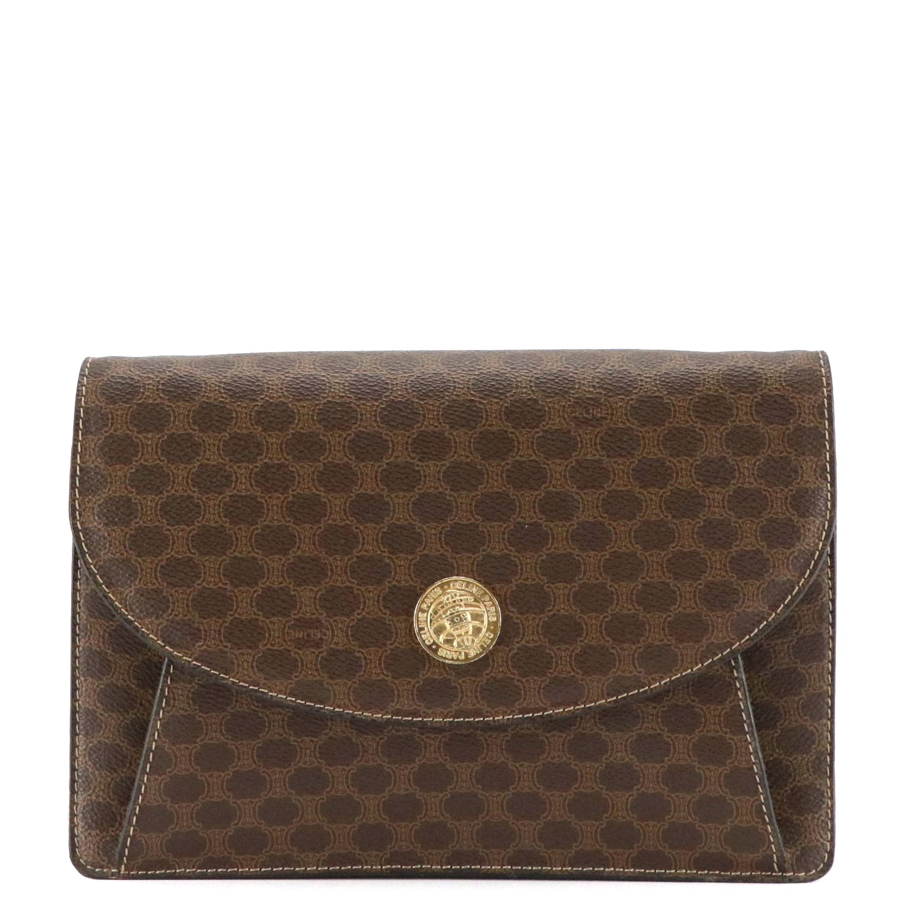 Celine Macadam Coated Canvas Front-Flap Shoulder Bag