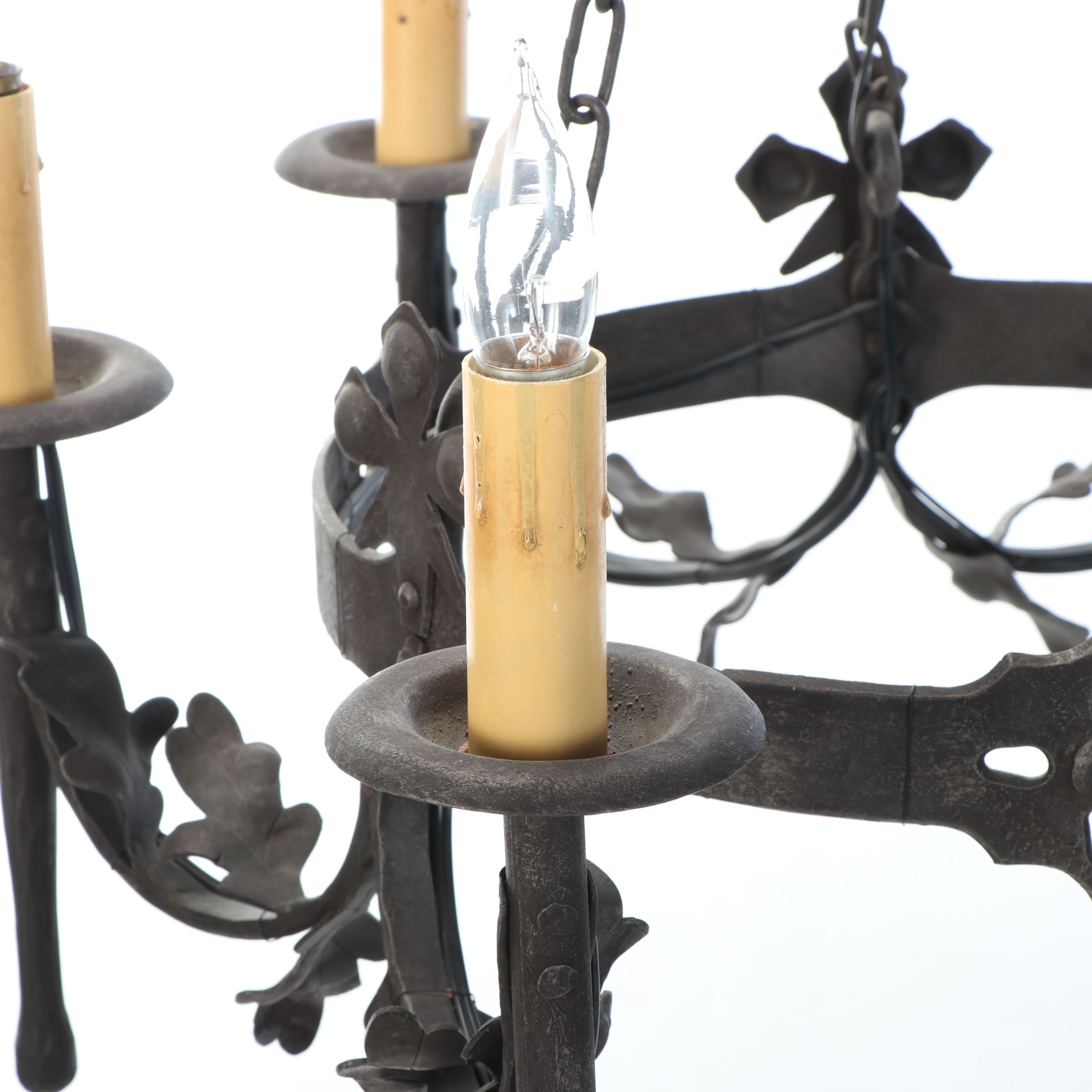 French Wrought Iron Six-Light Chandelier