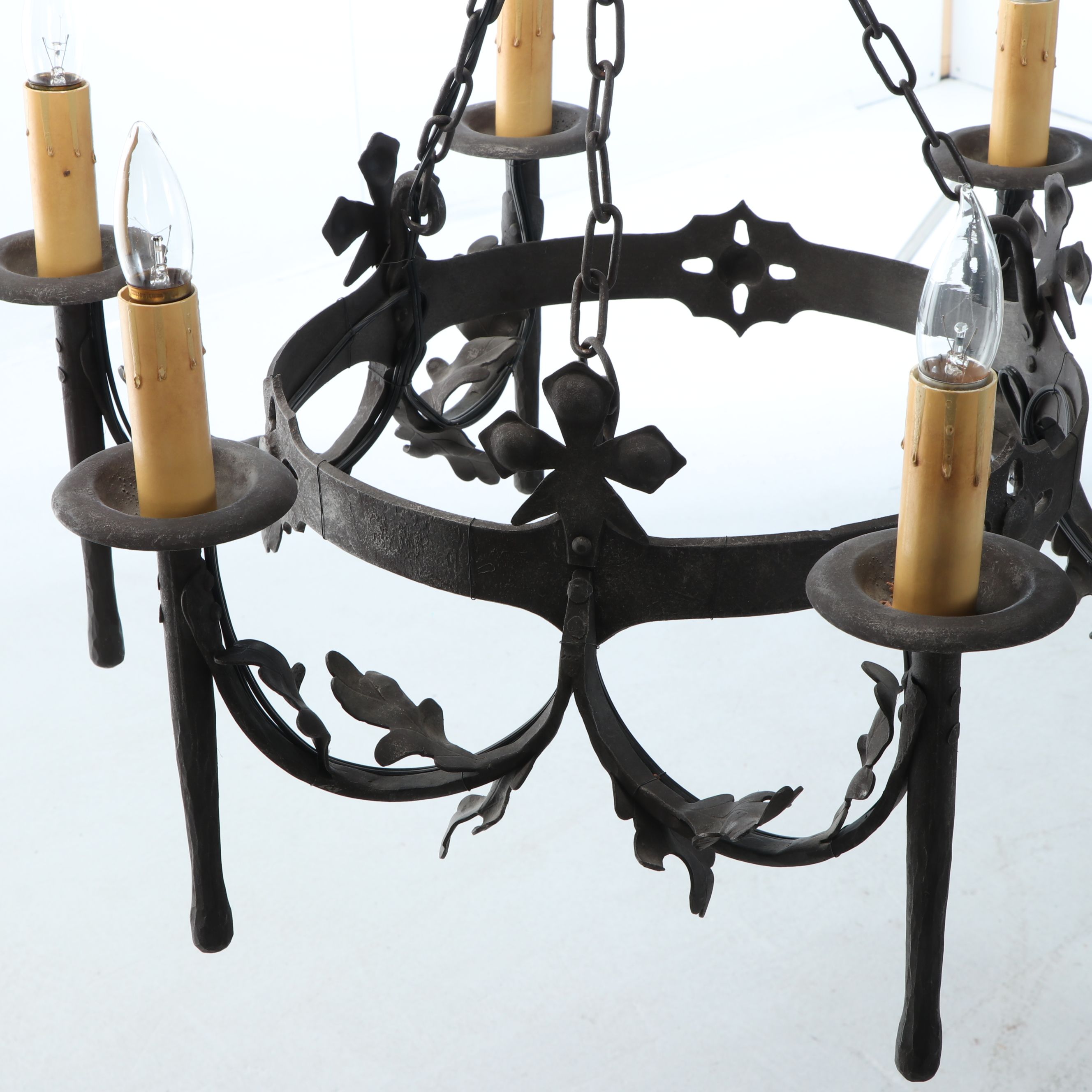 French Wrought Iron Six-Light Chandelier