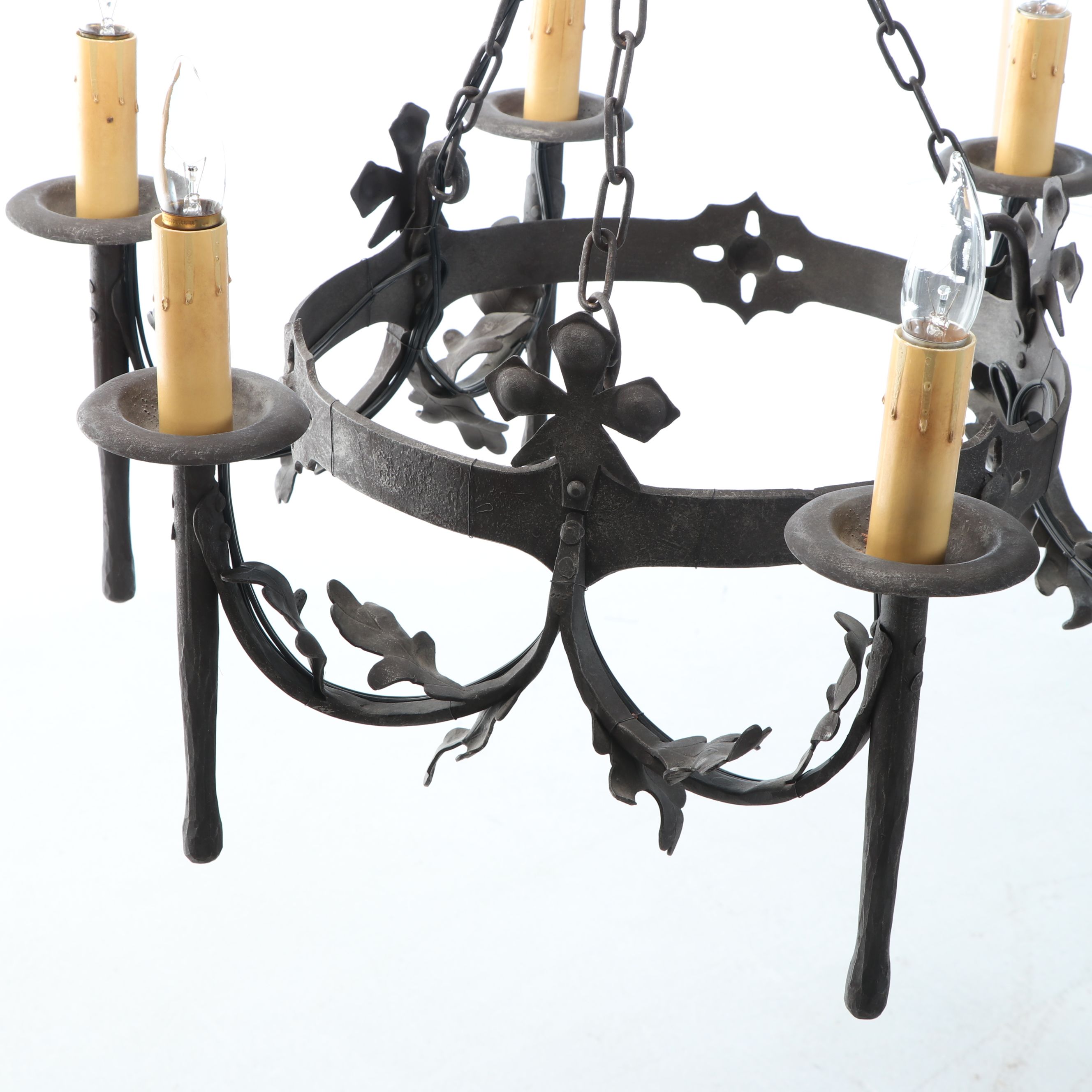 French Wrought Iron Six-Light Chandelier
