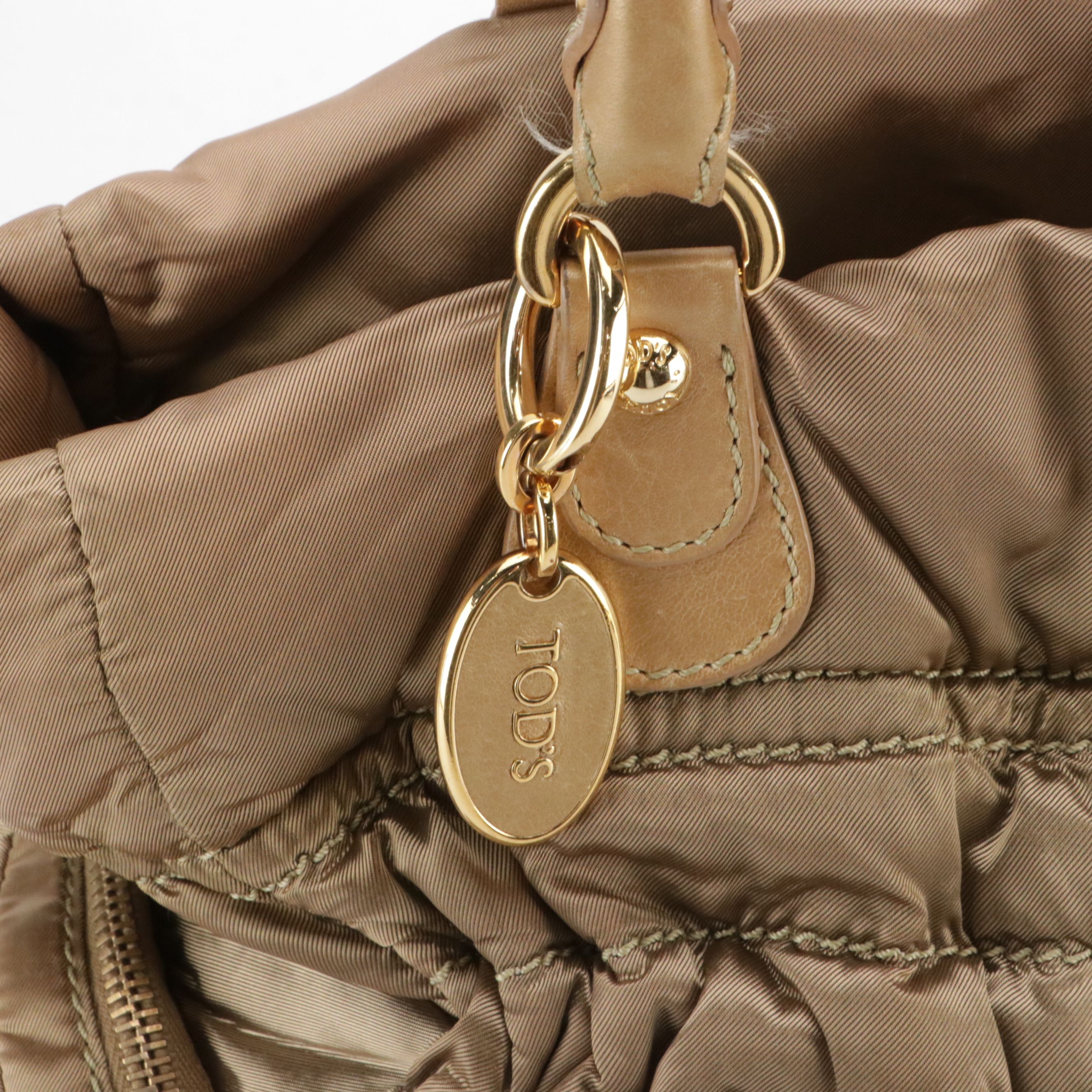 Tod's Pashmy Zip Tote Bag in Bronze Nylon and Leather