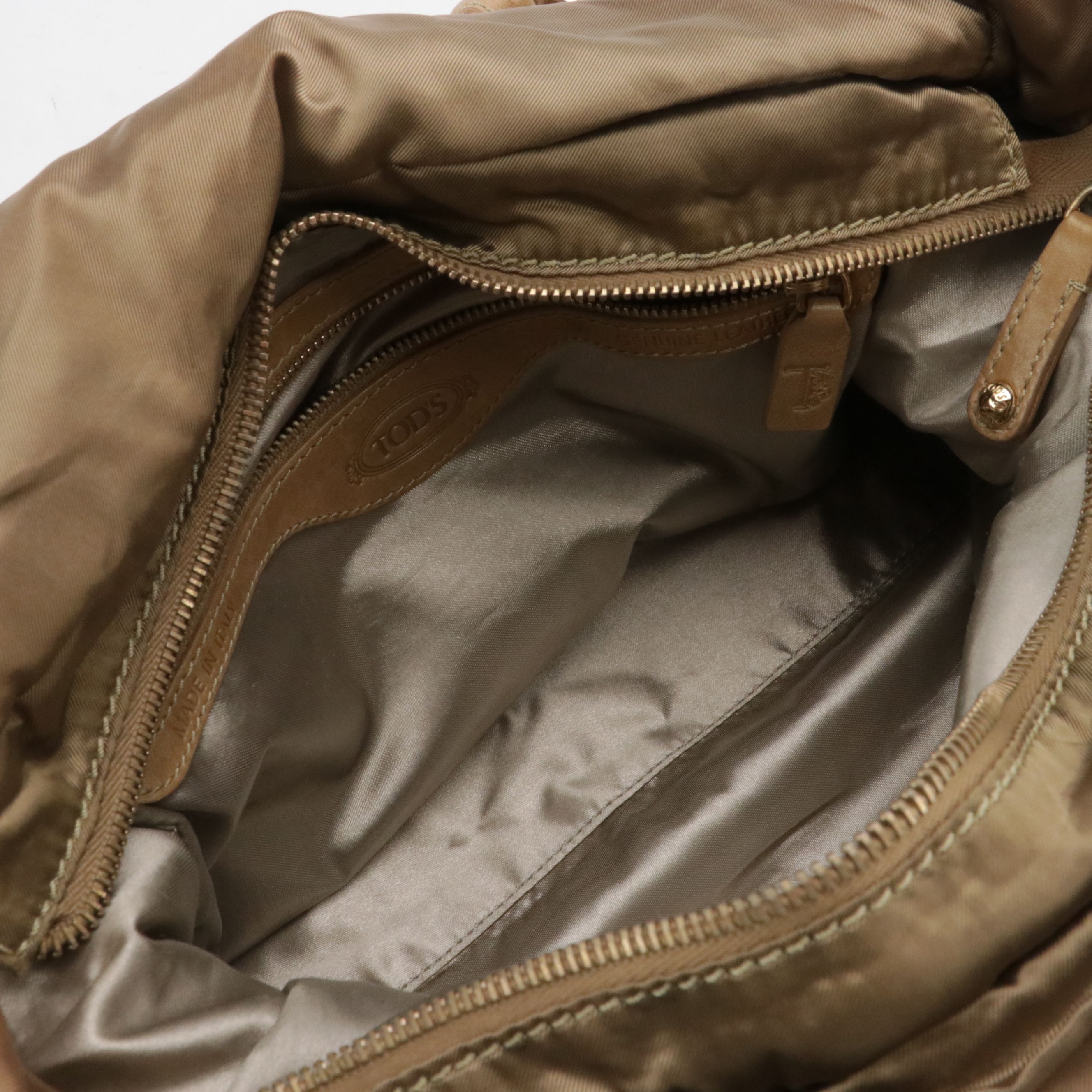 Tod's Pashmy Zip Tote Bag in Bronze Nylon and Leather