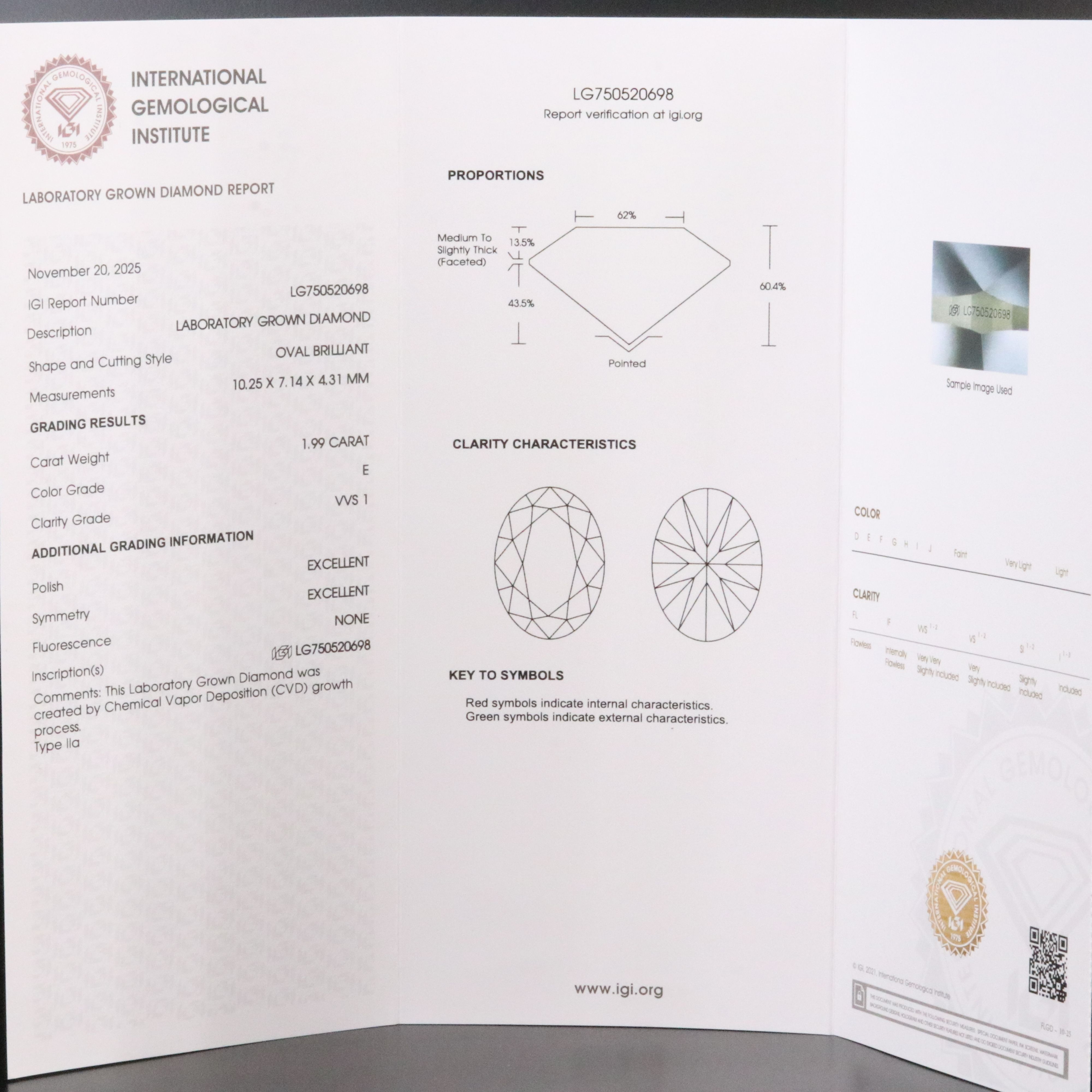 18K 3.47 CTW Lab Grown Diamond Ring with IGI Report