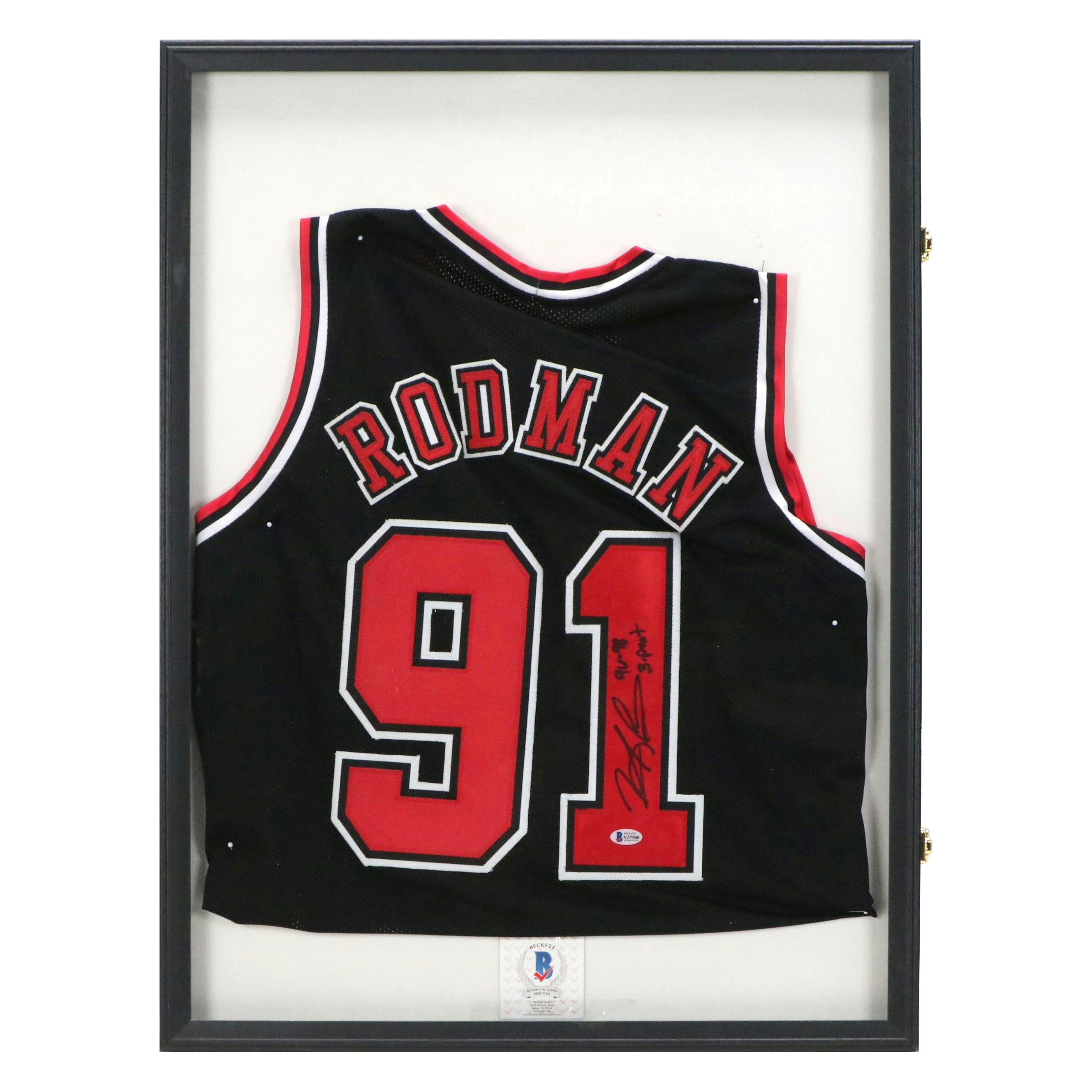 Dennis Rodman Signed Chicago Bulls Framed Basketball Jersey, Beckett