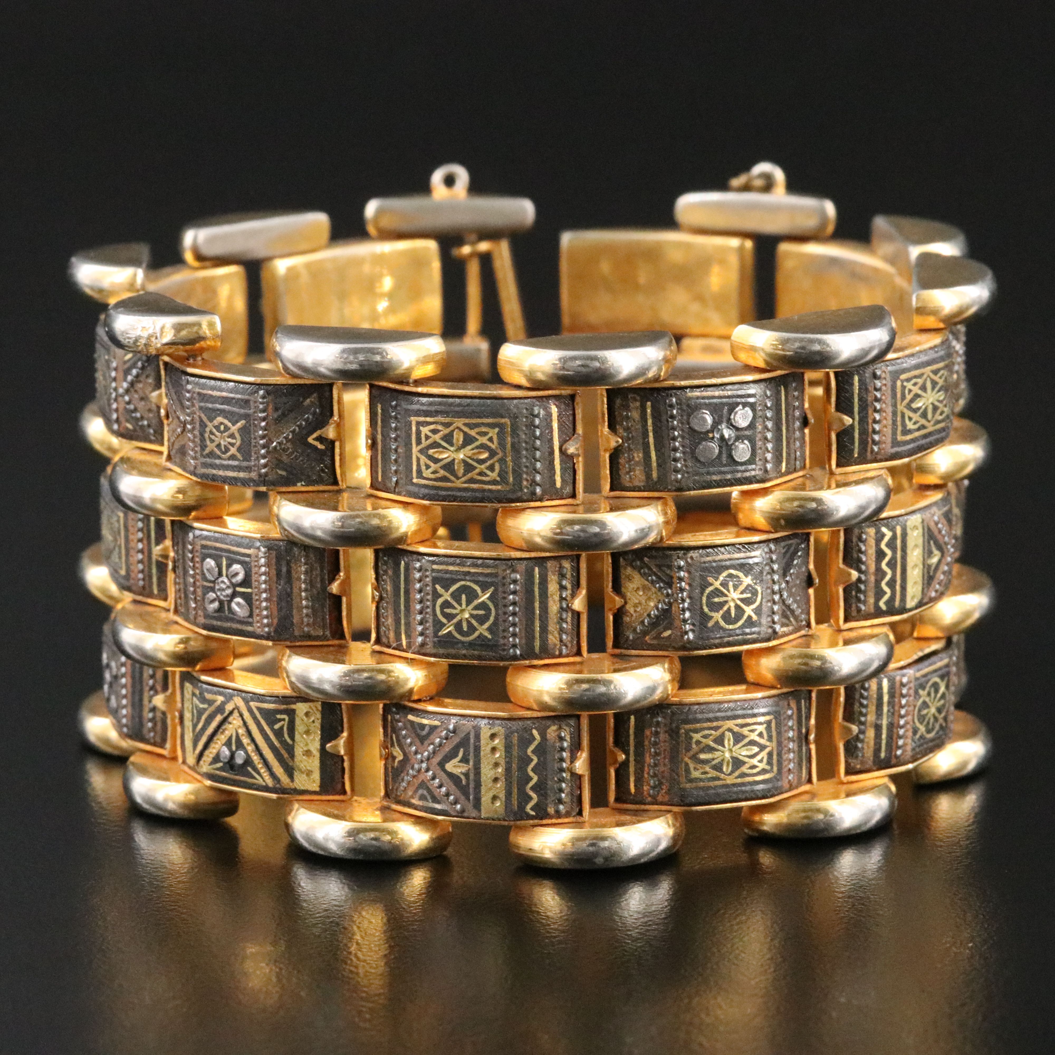 Vintage Damascene Link Bracelet