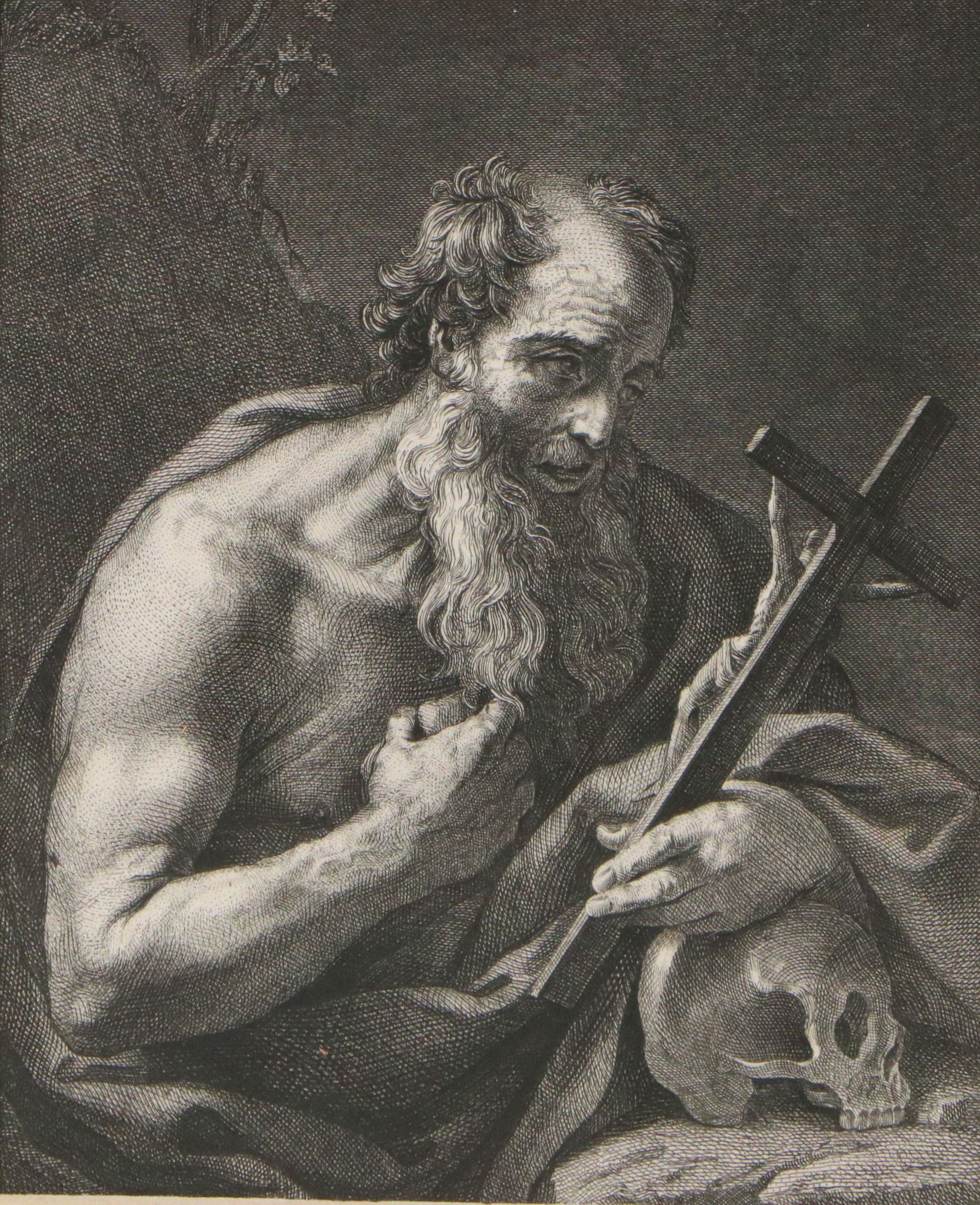 Engraving After Guido Reni "Saint Jerome," Circa Early 19th Century