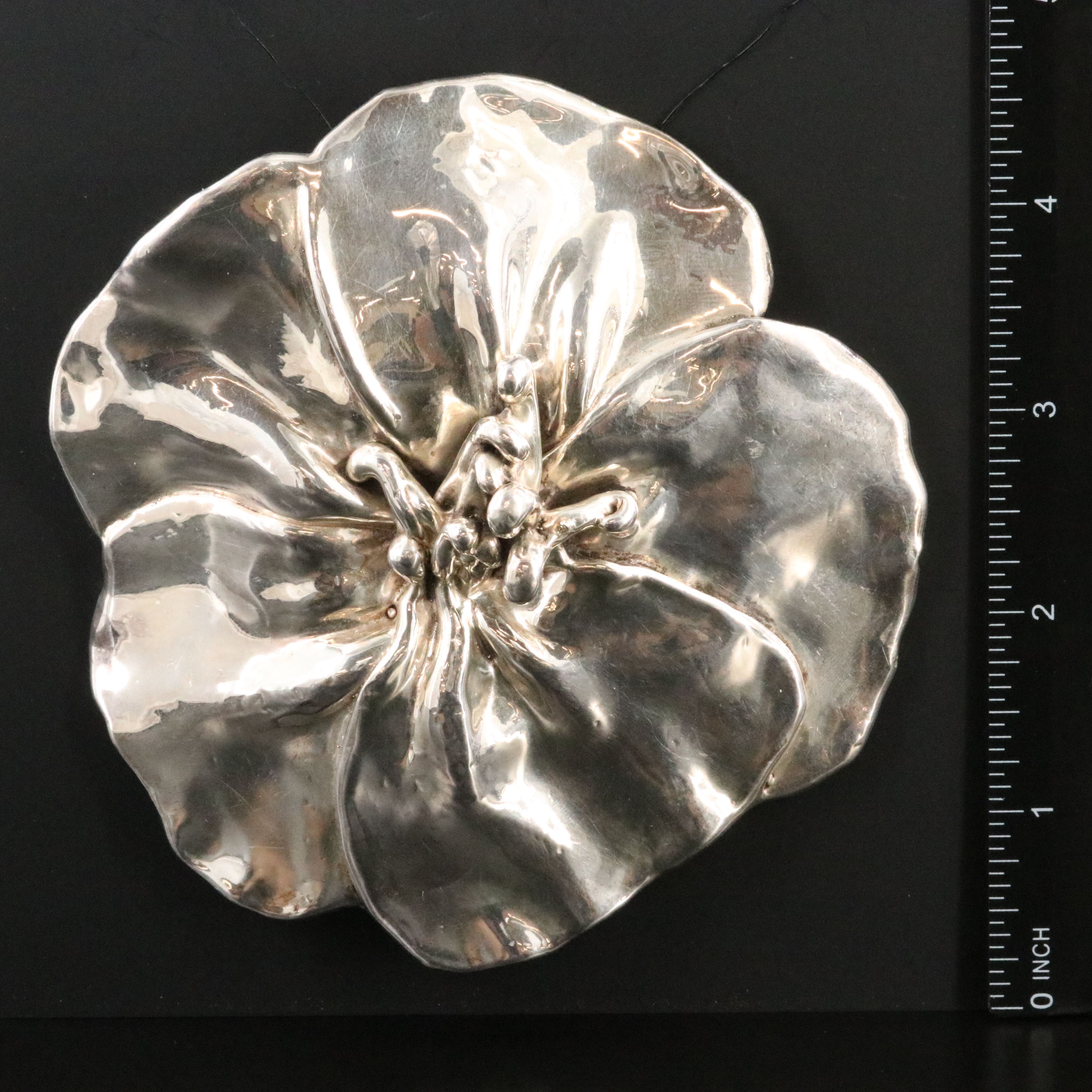 Sterling Electroformed Hibiscus Flower Converter Brooch