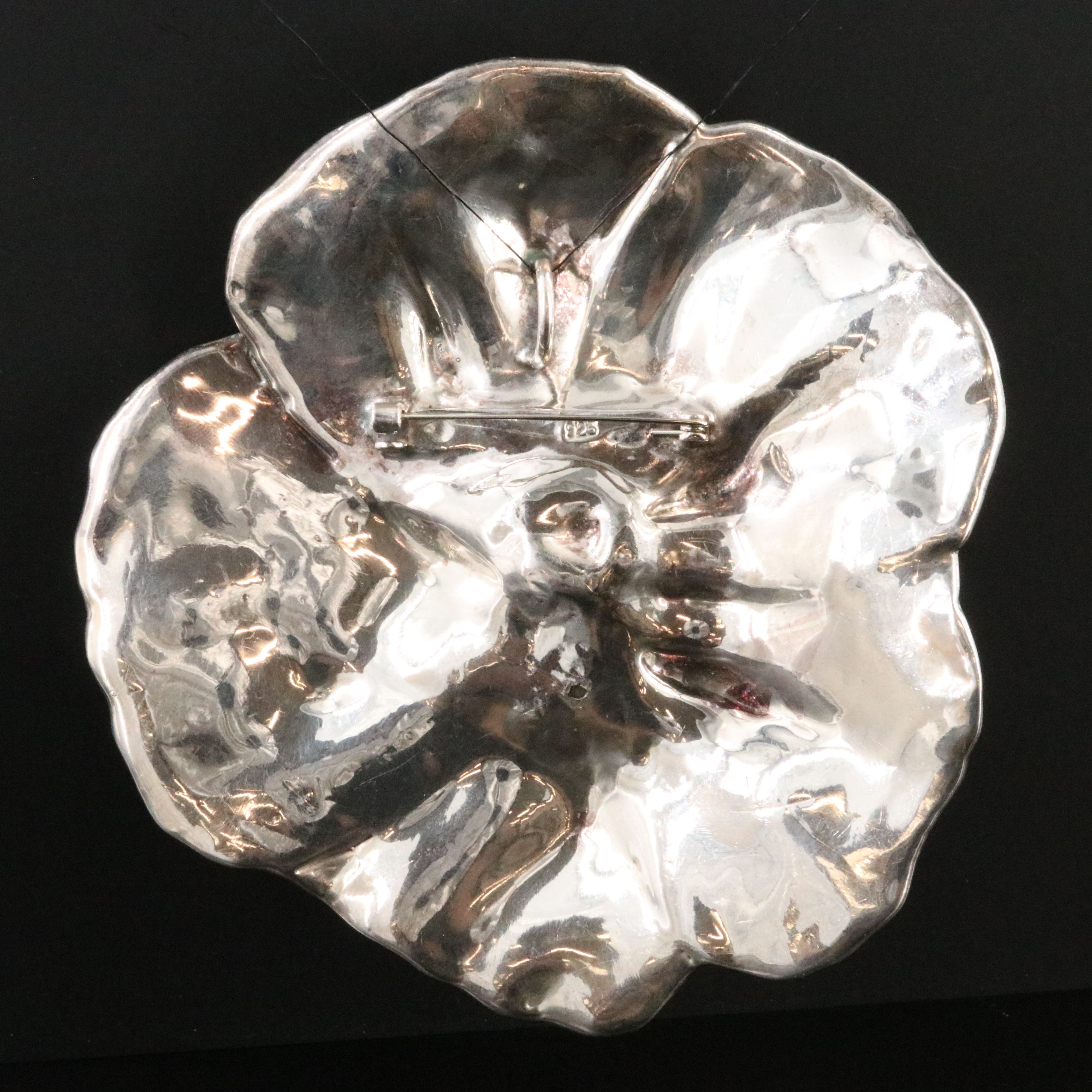 Sterling Electroformed Hibiscus Flower Converter Brooch